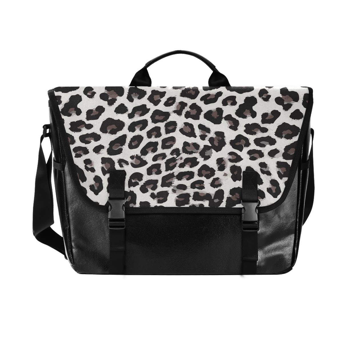 ALAZA Leopard Print Waterproof Messenger Bag - Crossbody Sling Satchel for Women, Fits 14 Inch Laptop, Work Bag, Bookbag & Briefcase - Perfect for Office, Travel & School Commute