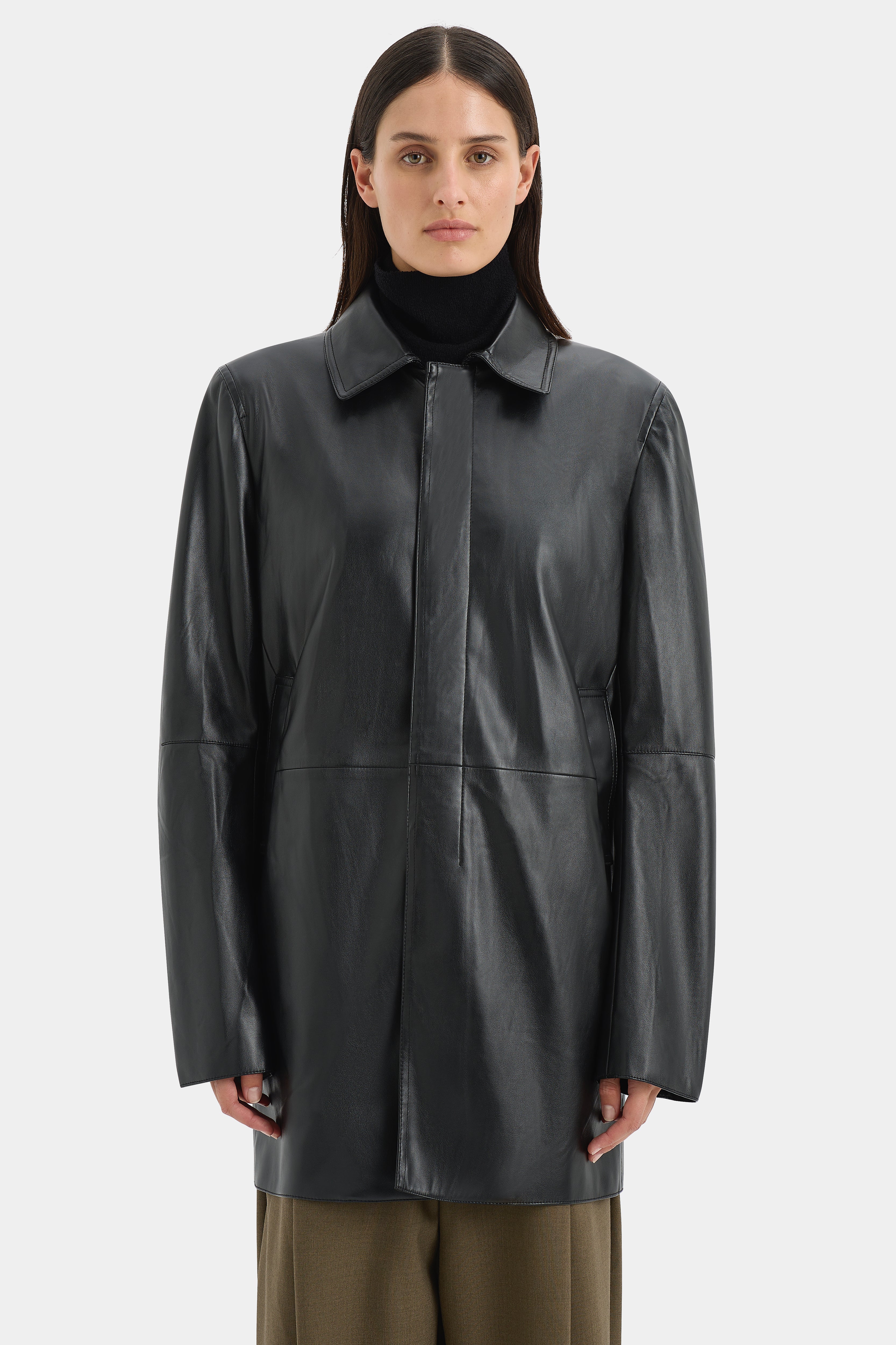 Brera Coat for Women - Classic Black Wool Blend Trench Coat with Belt | Perfect for Office, Business, and Formal Occasions