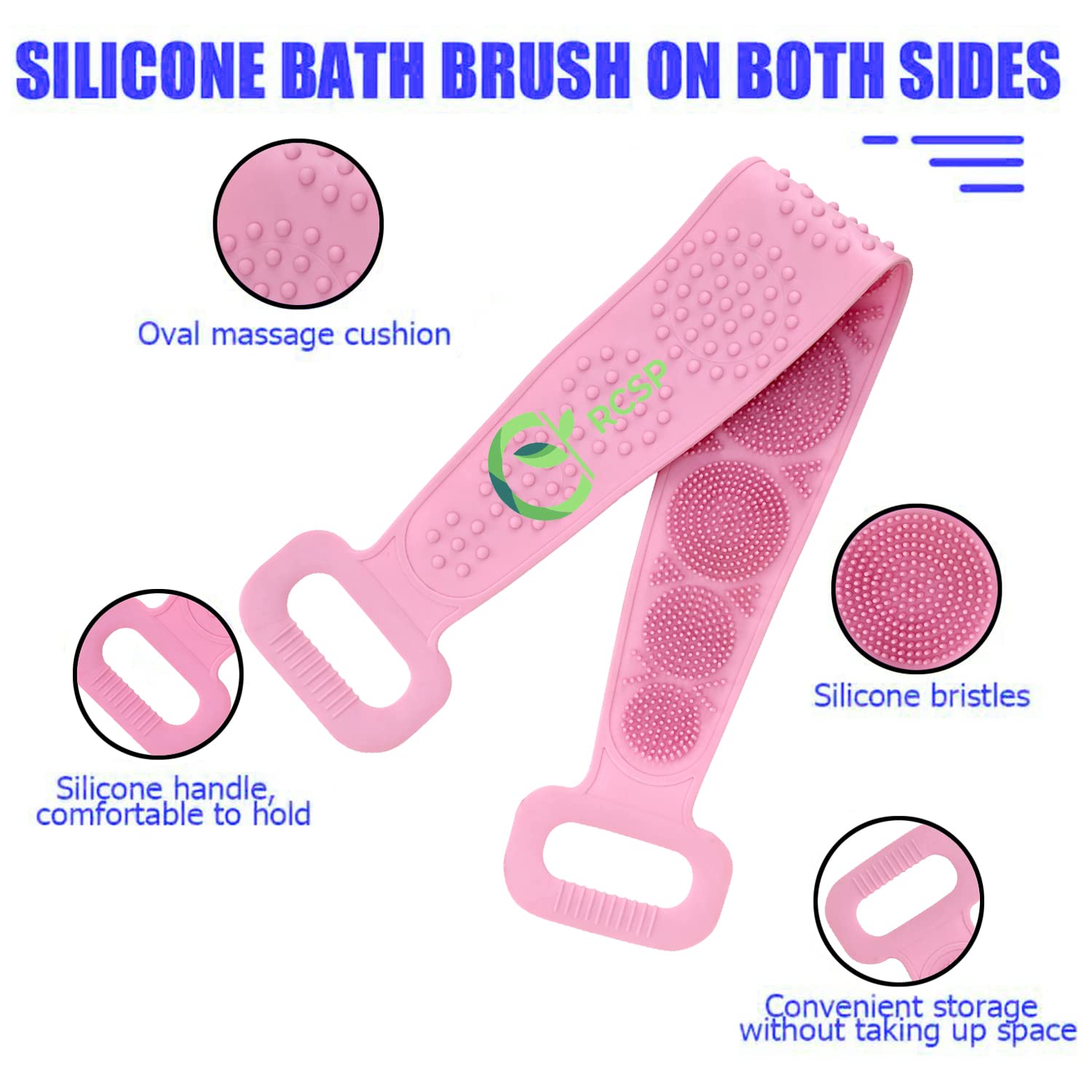 RCSP Soft Silicone Massage Bath Brush - Exfoliating Body Wash Brush for Men & Women - Back Scrubber & Shower Cleaner - Gentle Skin Care & Spa Experience - Perfect for Bathroom, Shower & Relaxation Time