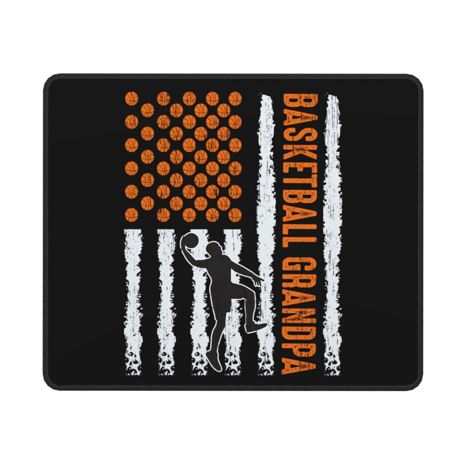 SIYTUAU USA Flag Basketball Grandpa Mouse Pad - 10x12 Inch Non-Slip Rubber Gaming Mousepad for Laptop & Office - Waterproof Computer Mouse Mat - Perfect for Sports Fans, Gamers & Patriotic Decor