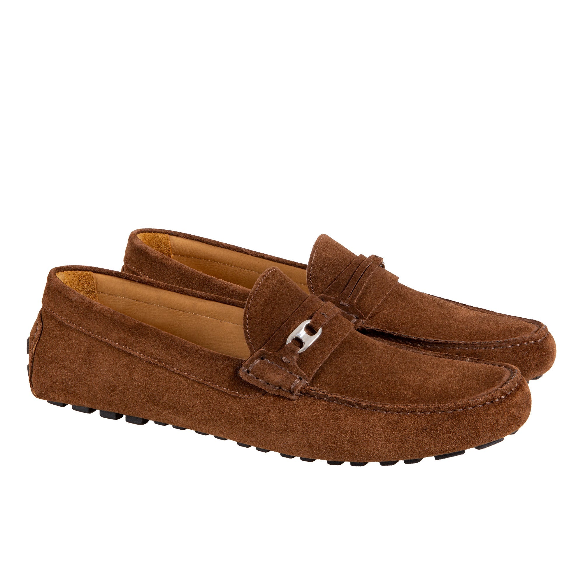 Premium HENRY SARTORIAL Men's Leather Driving Shoes with Metal Trim in Brown | Comfortable Loafers for Business Casual & Weekend Outings