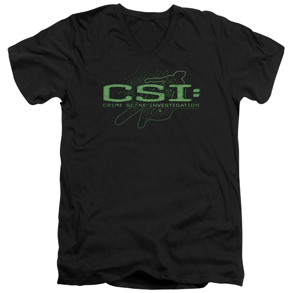 CSI TV Show CBS Sketchy Shadow Adult V-Neck T-Shirt | Official CBS Merchandise | Perfect for Fans, Cosplay & TV Show Themed Parties