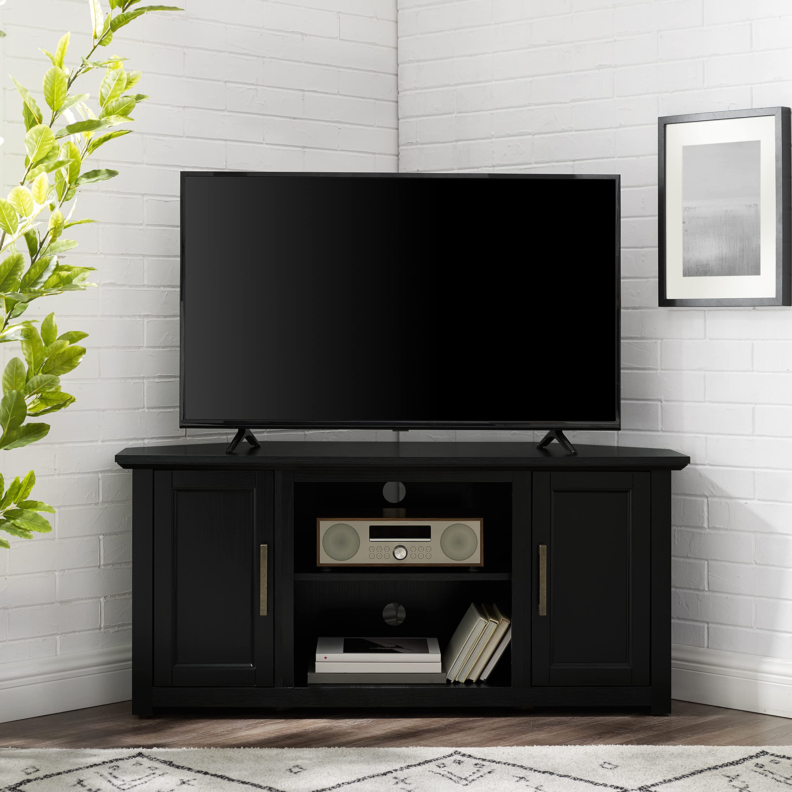 Crosley Camden TV Stand for 50+ Inch TVs - Black Entertainment Center with Adjustable Shelves | Perfect for Living Room, Home Theater & Media Storage
