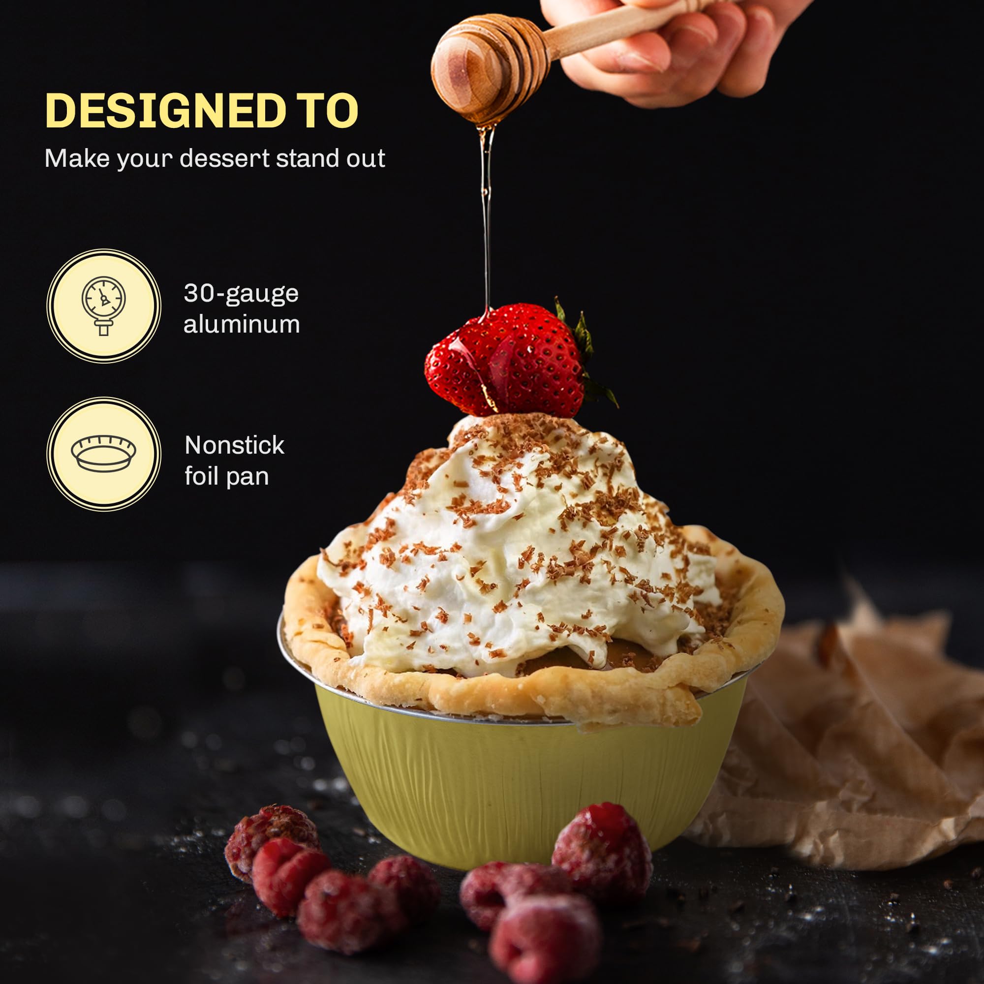 KitchenDance 4oz Disposable Gold Aluminum Baking Cups with Lids - Stackable Foil Pans for Creme Brulee, Flan, Cupcakes & Desserts - Perfect for Home Baking, Party Catering & Meal Prep (500-Pack)