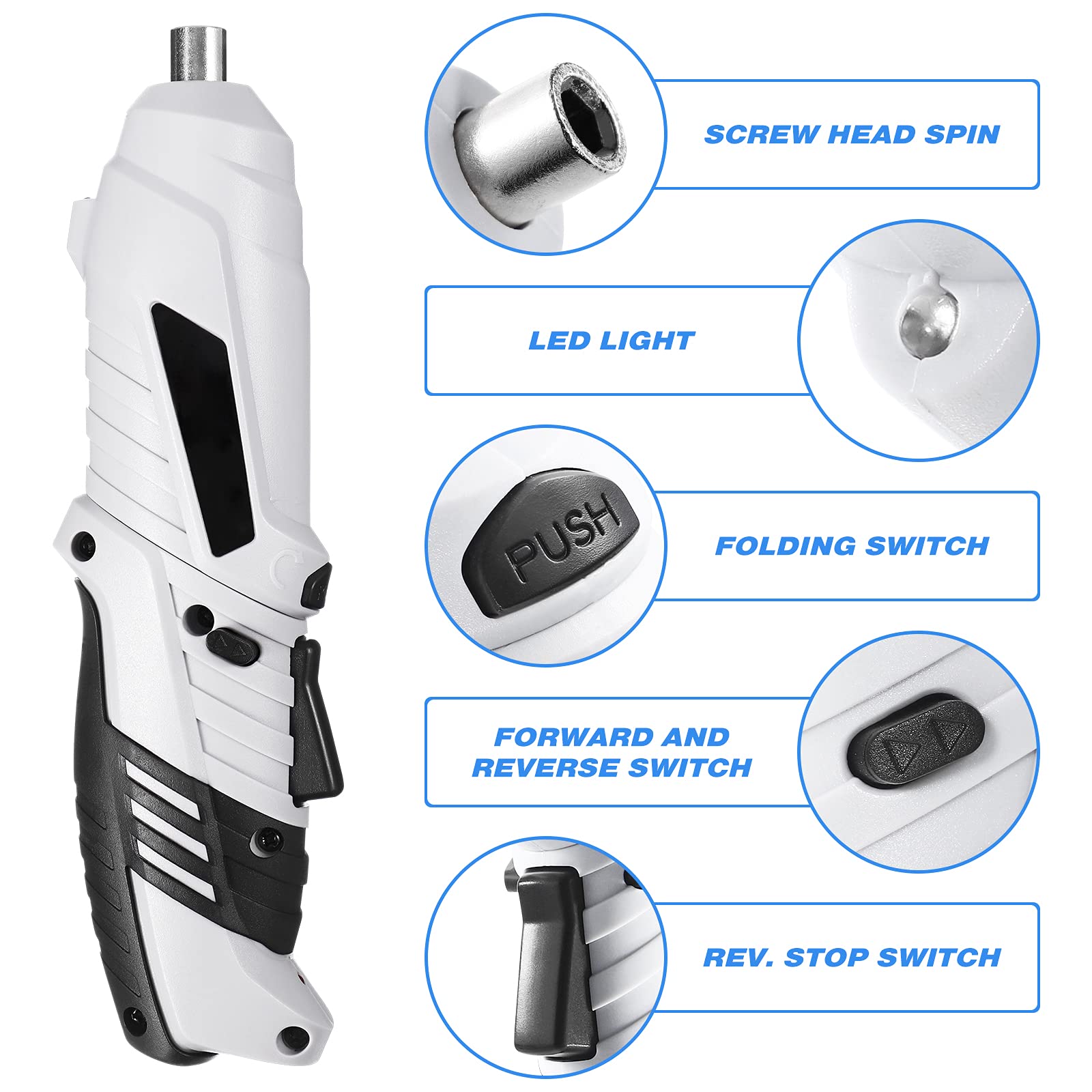 10Pcs Cordless Drill Driver Kit with Rechargeable Electric Screwdriver & Twist Drill Bits - Perfect for Home DIY, Office Repairs & Workshop Projects (Black/White)