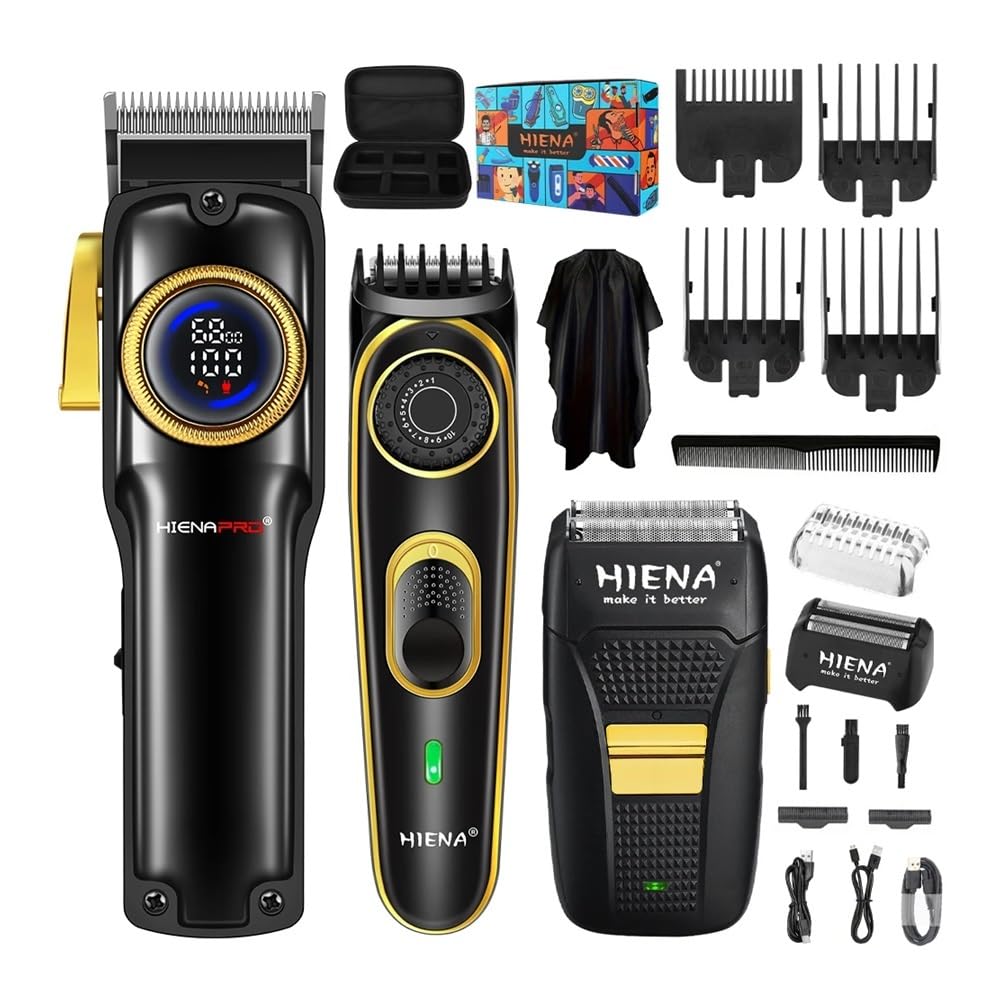 Professional Hair Clippers & Trimmers 3-Piece Set - USB Rechargeable Cordless Hair Cutting Kit with High Power Motor for Men's Grooming, Beard & Hair Styling at Home or Salon