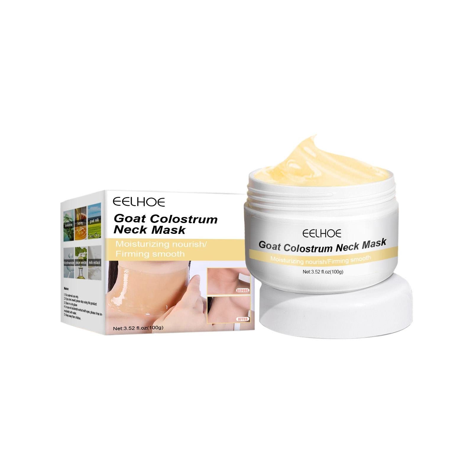 Colostrum Whitening Neck Mask - Firming & Tightening Neck Care for Fine Lines & Wrinkles - Hydrating Massage Treatment for Shower & Spa Use