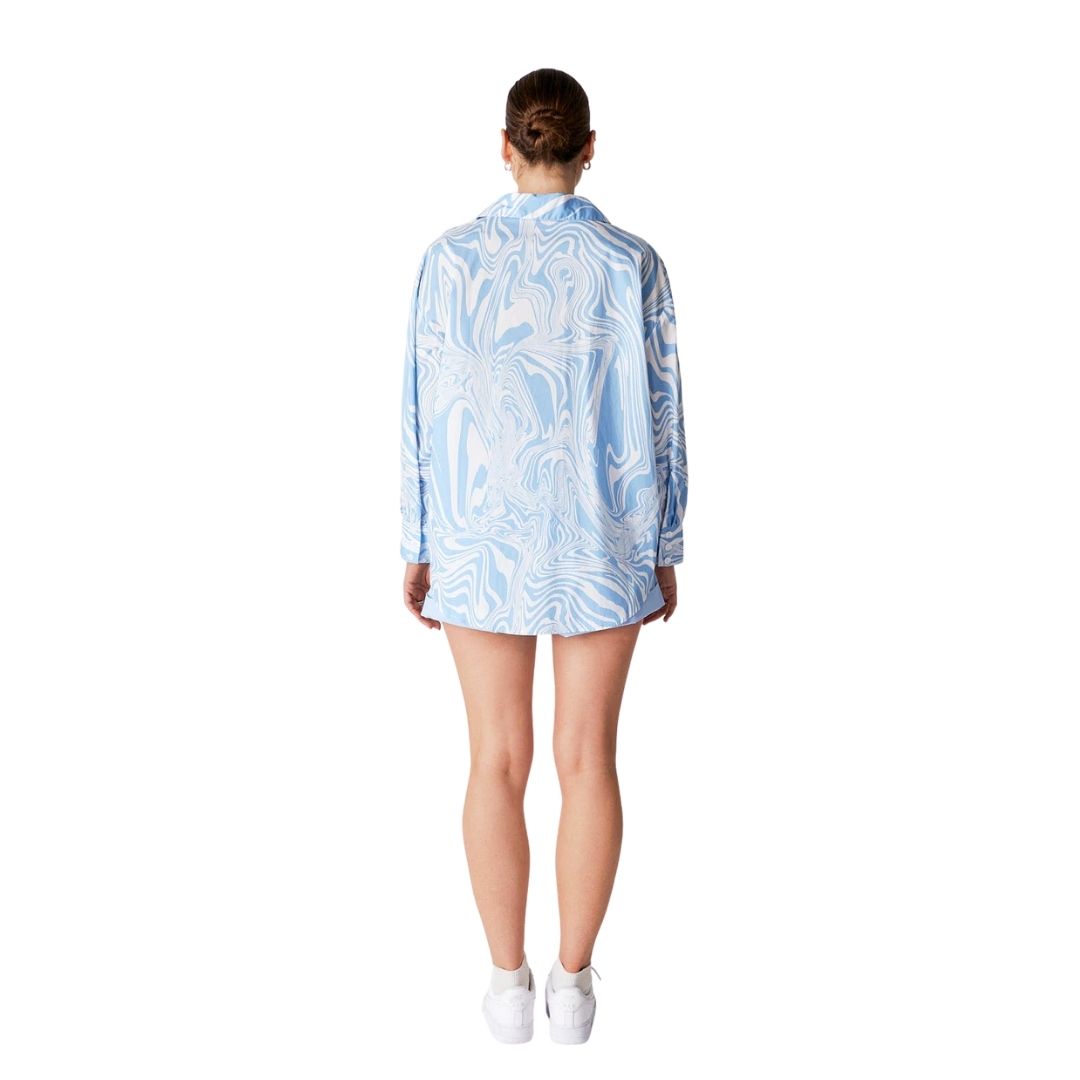 Bree Shirt for Women - Sky Marble Print Casual Blouse | Perfect for Office Wear, Date Nights & Summer Outfits