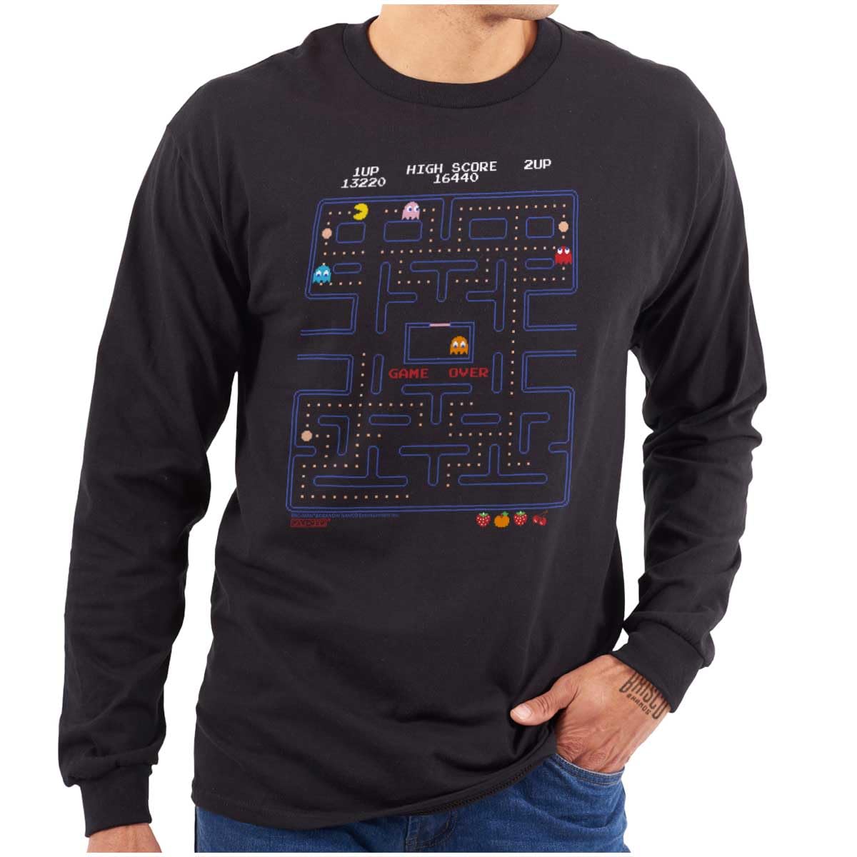 Pacman Game Over Retro Video Gaming Long Sleeve T-Shirt for Men & Women - Casual Wear & Gaming Enthusiast Gift