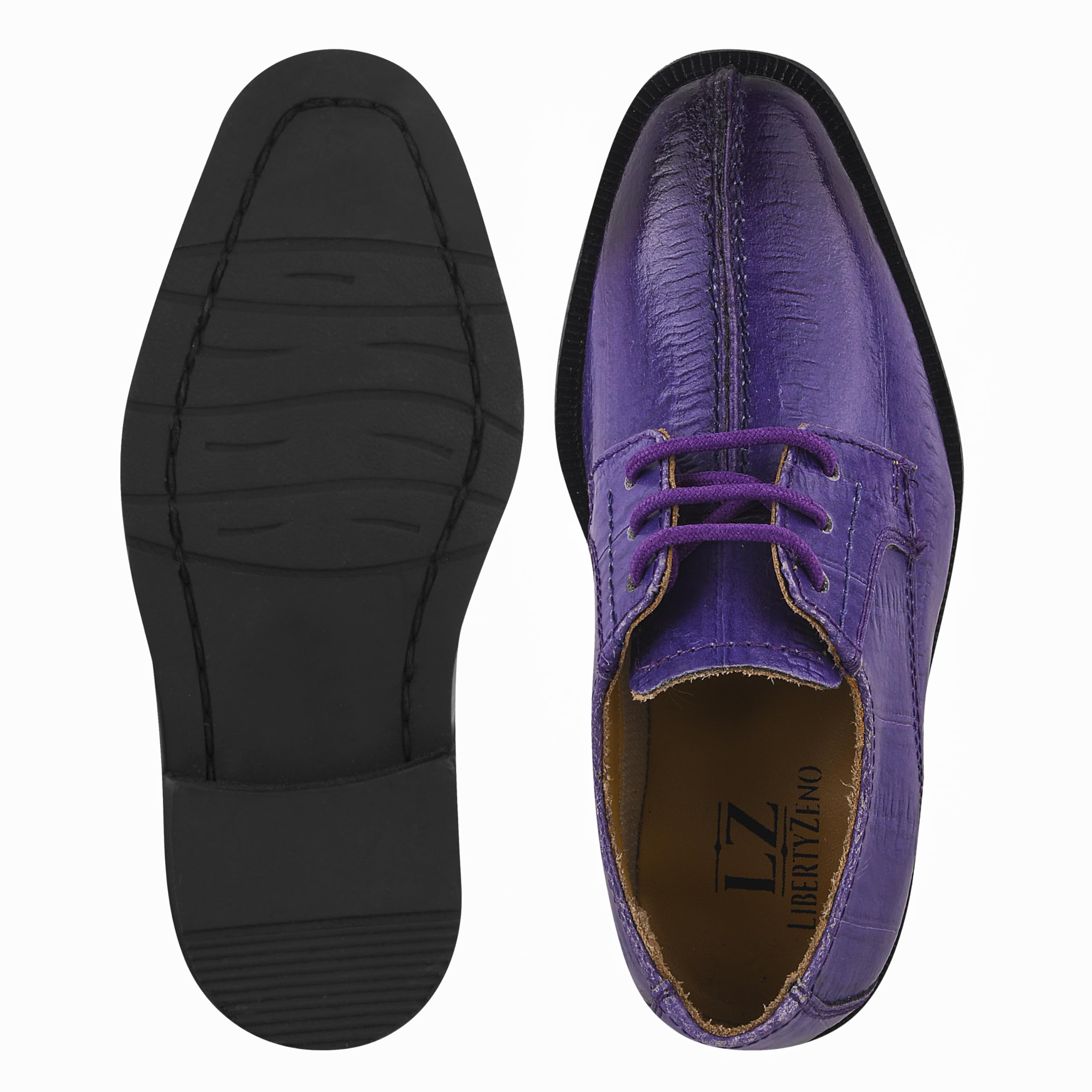 LIBERTYZENO Genuine Leather Boys Dress Shoes - Animal Print Oxford Lace-Up for Toddlers & Kids | Perfect Easter Gift for School, Church & Special Occasions