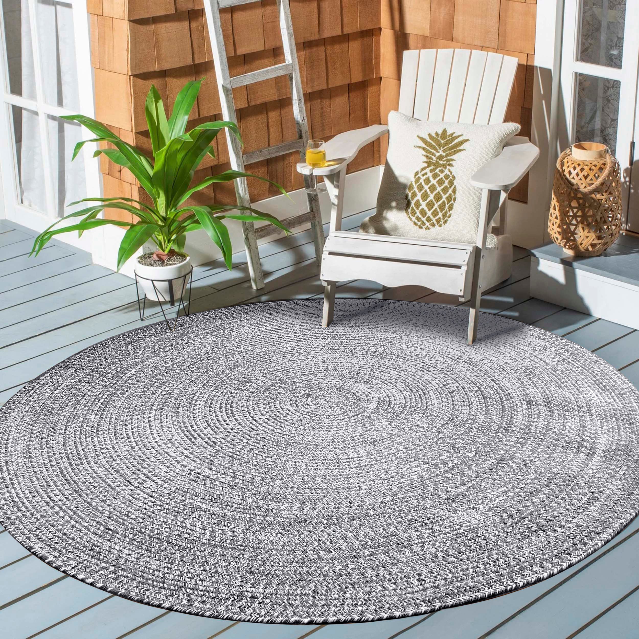 Reversible Braided Area Rug - Non-Slip Two Tone Indoor/Outdoor Rug for Living Room, Bedroom, Patio - Soft & Durable Home Decor