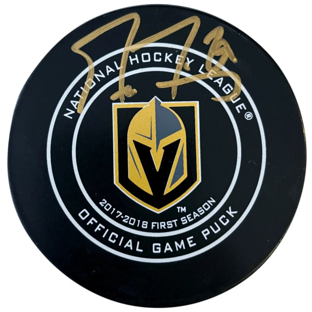 Marc Andre Fleury Autographed Vegas Golden Knights 2017 Official Puck - JSA Certified - Collectible Hockey Memorabilia for Fans and Sports Enthusiasts - Perfect for Display, Gifting, and Home Decor