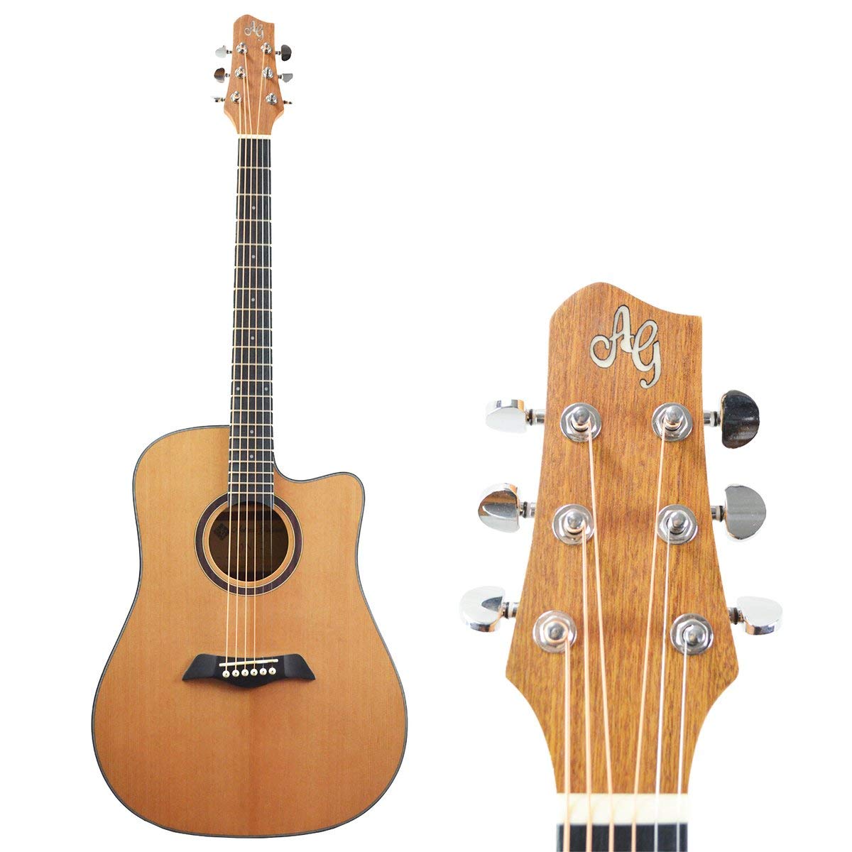 Antonio Giuliani DN-2 Dreadnought Acoustic Guitar Bundle - Clear Finish with Hard Case, Strap, Strings & Accessories | Perfect for Beginners, Camping & Live Performances