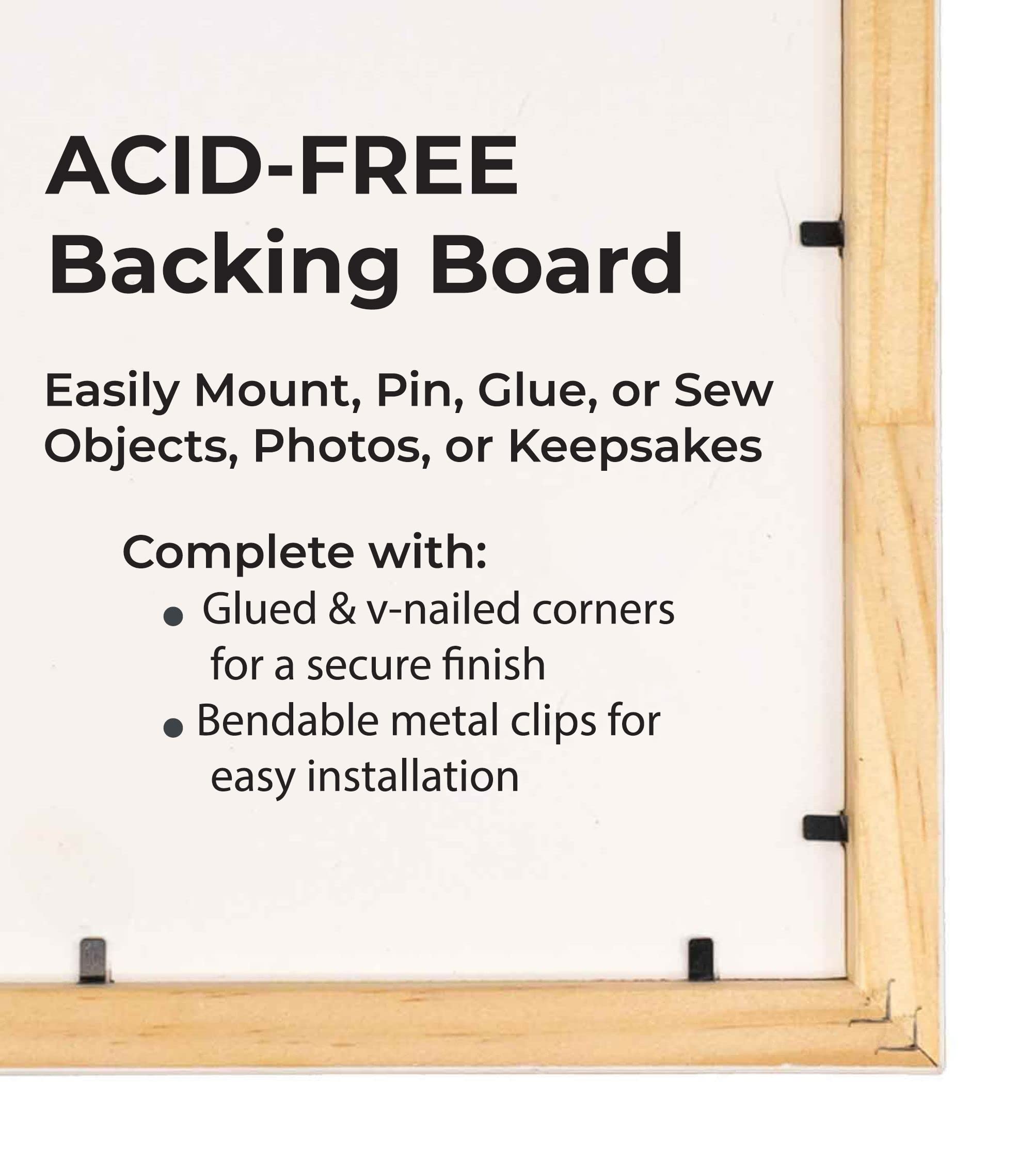 Natural 9x12 Inch Wooden Shadow Box Picture Frame with Gold Acid-Free Backing, UV Protective Acrylic & Hanging Hardware - 3/4