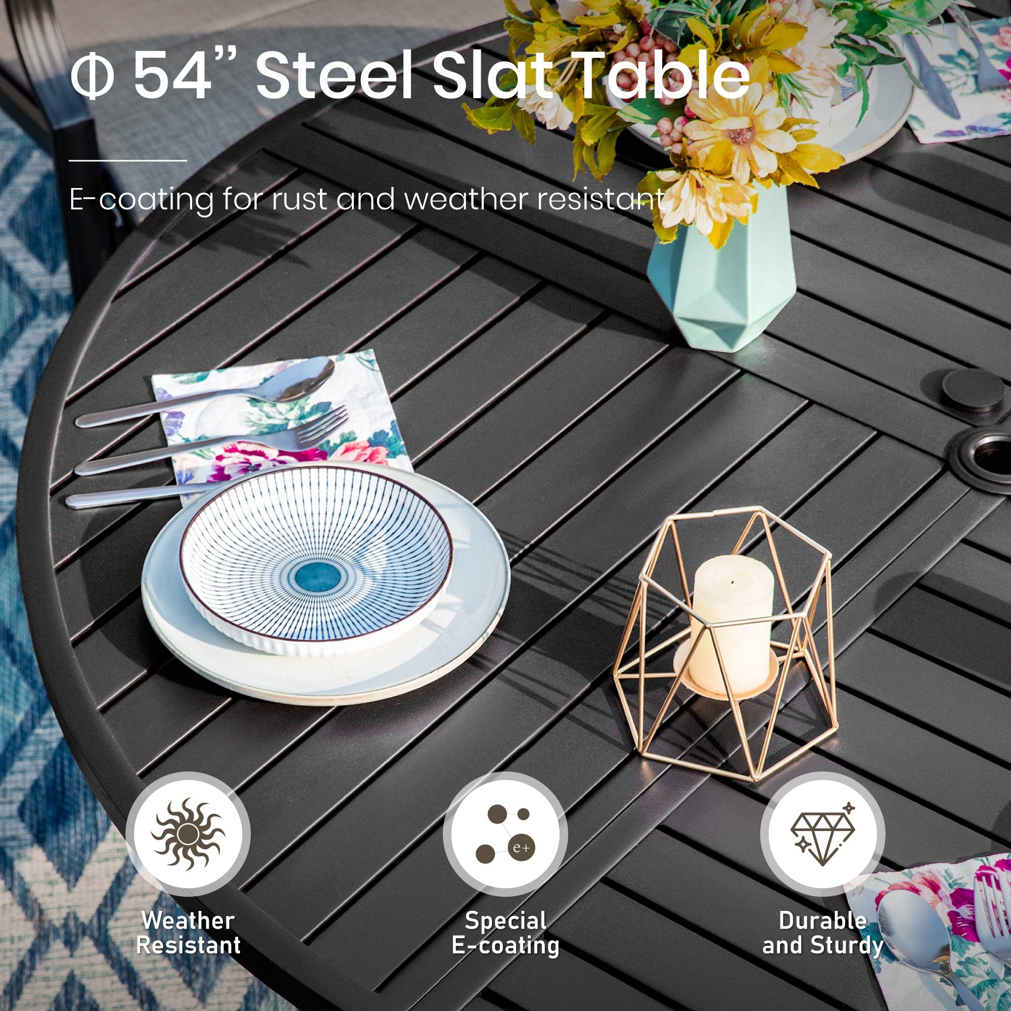 PHI VILLA 7-Piece Outdoor Patio Dining Set with Round Steel Table & Textilene Swivel Chairs - Perfect for Backyard, Garden, Poolside & Outdoor Entertaining