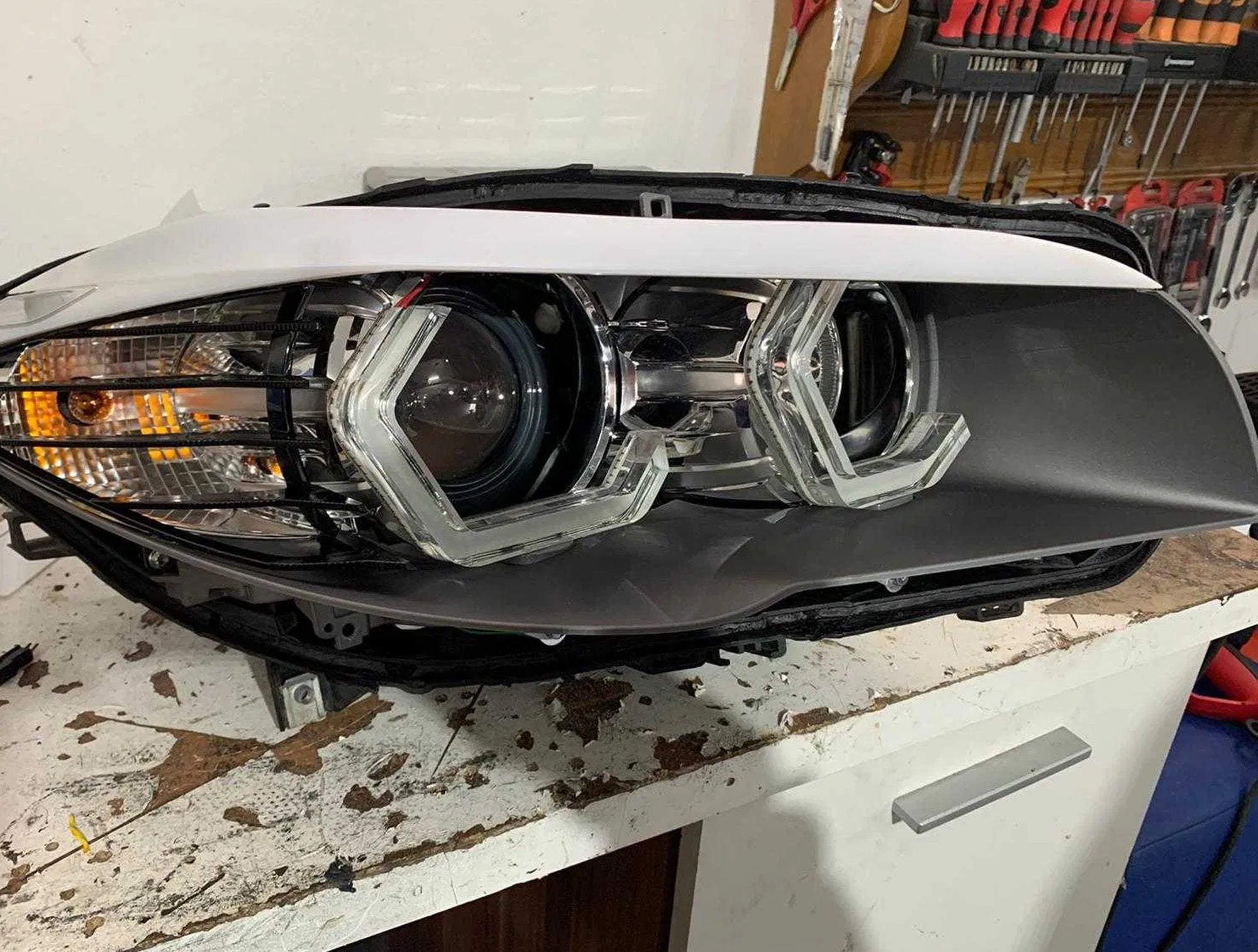 4-Piece M Style Acrylic LED Angel Eye Halo Rings for BMW 3 Series - Compatible with OEM LED/Xenon Headlights - Upgrade Your Night Driving & Car Aesthetics