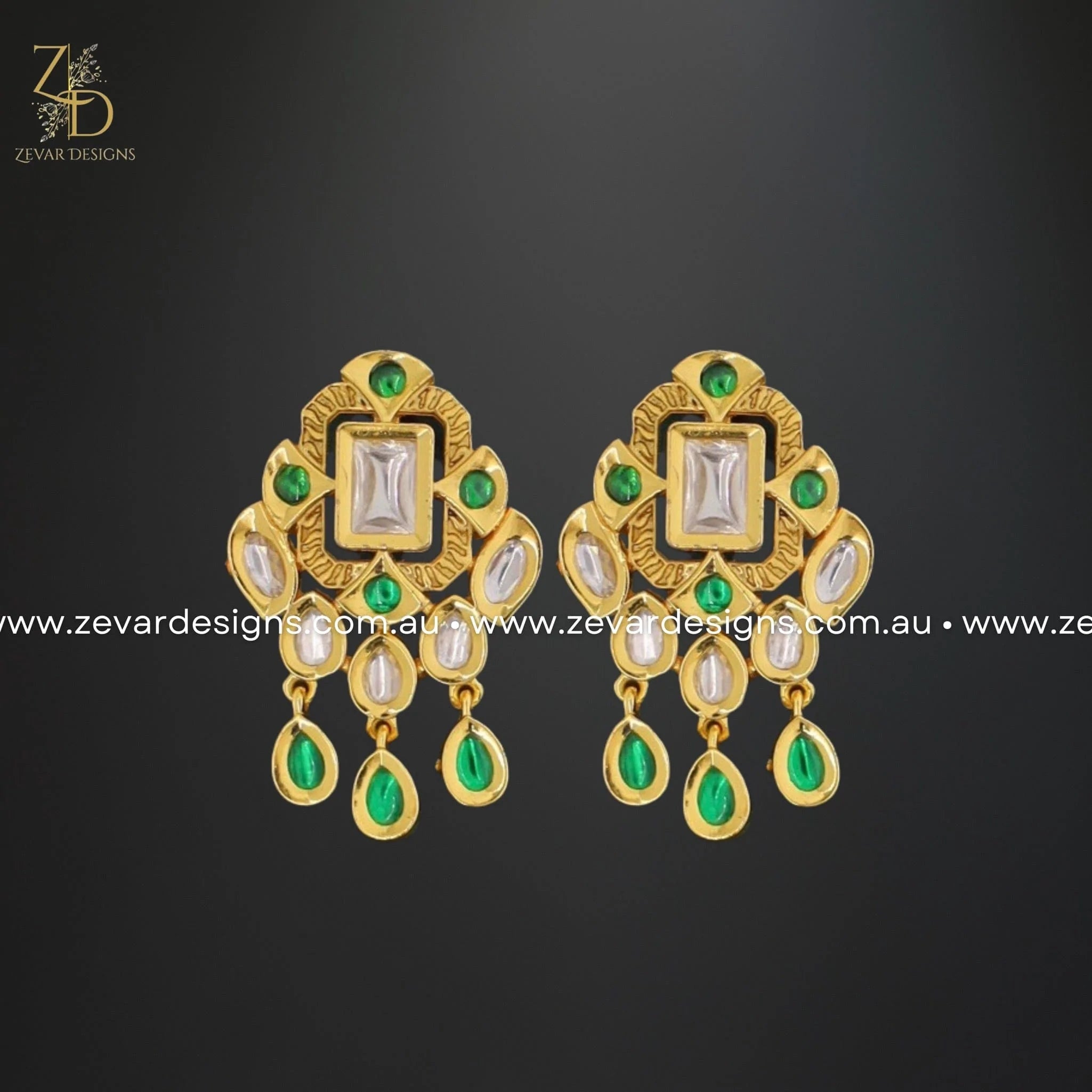 Exquisite Kundan & AD Pendant Set in Emerald Green | Traditional Indian Jewelry for Women | Perfect for Weddings, Parties & Special Occasions