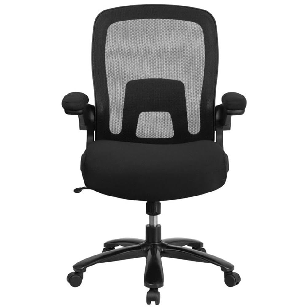 UrbanPro Modern Big and Tall Fabric Upholstered Office Swivel Chair - Ergonomic Executive Desk Chair with Adjustable Height & Lumbar Support - Perfect for Home Office, Gaming & Conference Rooms (Black)