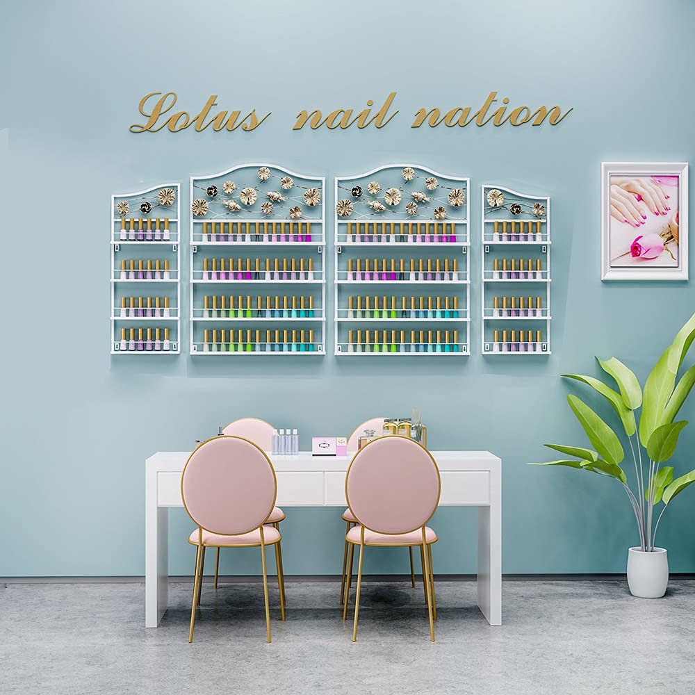 Wall Mounted 4-Tier Nail Polish Organizer - Holds 120 Bottles for Nail Polish, Essential Oils & Perfumes | Space-Saving Cosmetic & Spice Storage Shelf - Perfect for Salon, Bathroom & Kitchen Organization
