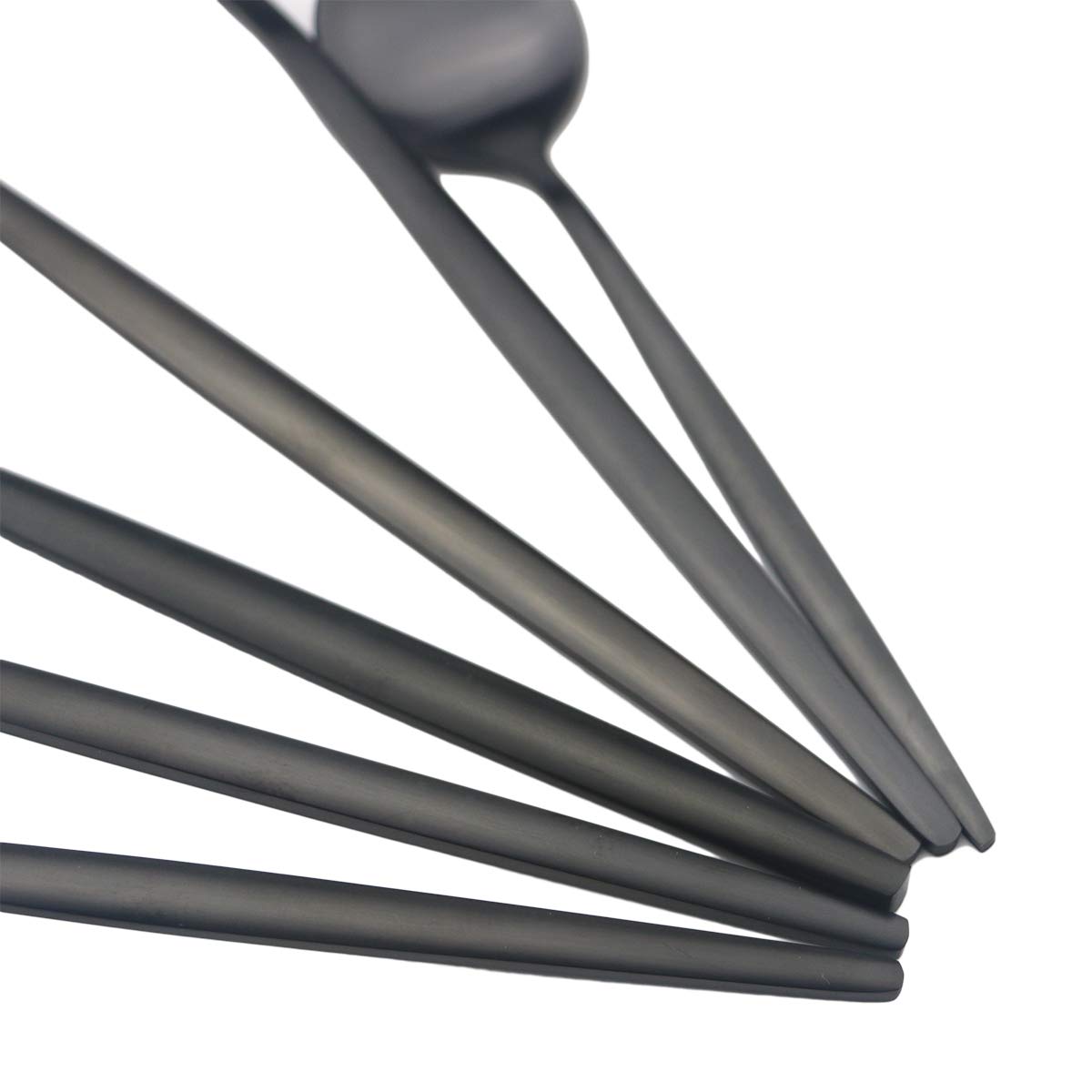 30-Piece Titanium Black Plated 304 Stainless Steel Flatware Set - Satin Finish Silverware Includes Dinner Knife, Fork & Spoon - Elegant Matte Cutlery for 6 - Perfect for Fine Dining, Weddings & Formal Dinner Parties