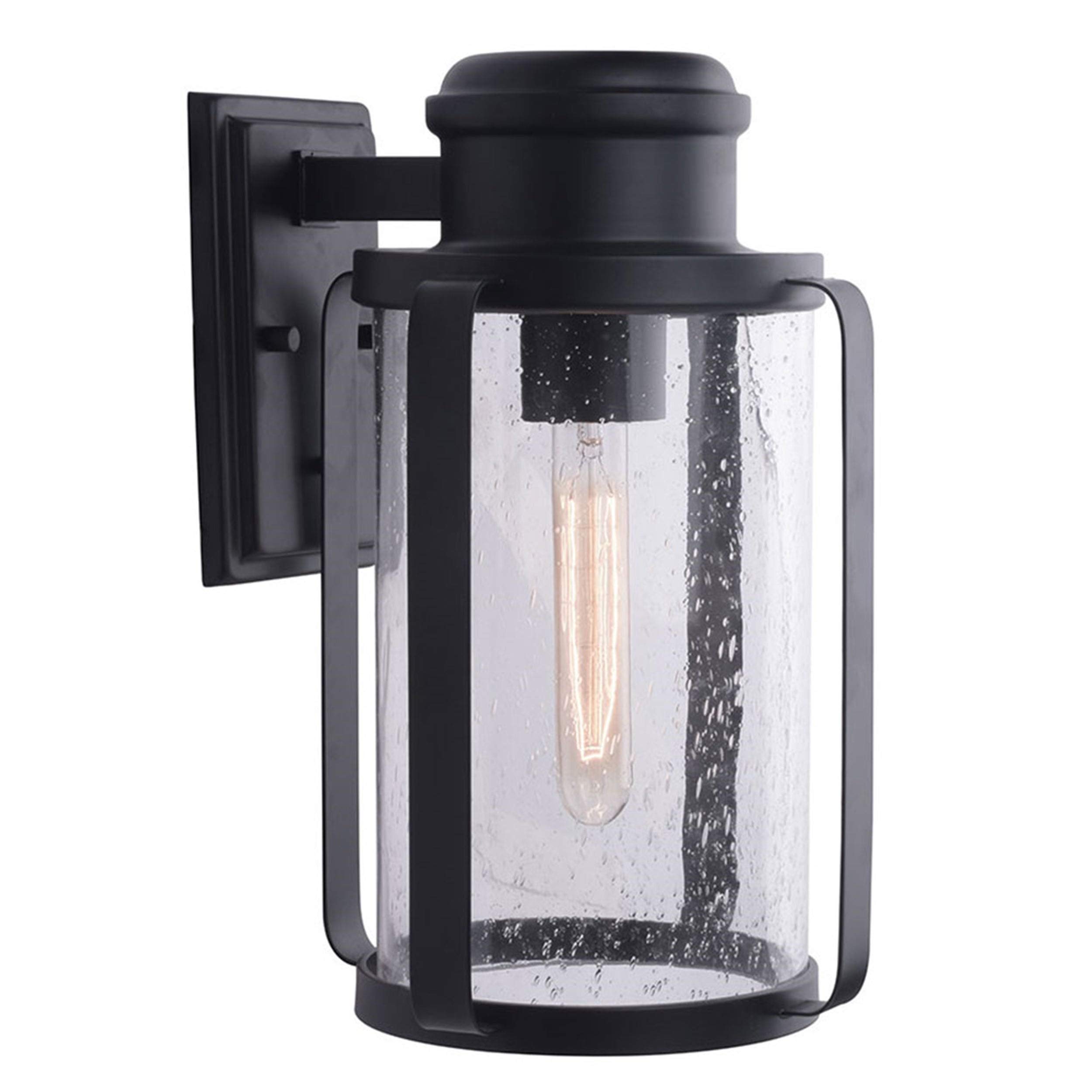 10-Inch Matte Black Outdoor Wall Sconce with Clear Glass - Weatherproof Steel Exterior Light Fixture for Porch, Patio, Garden & Entryway Lighting