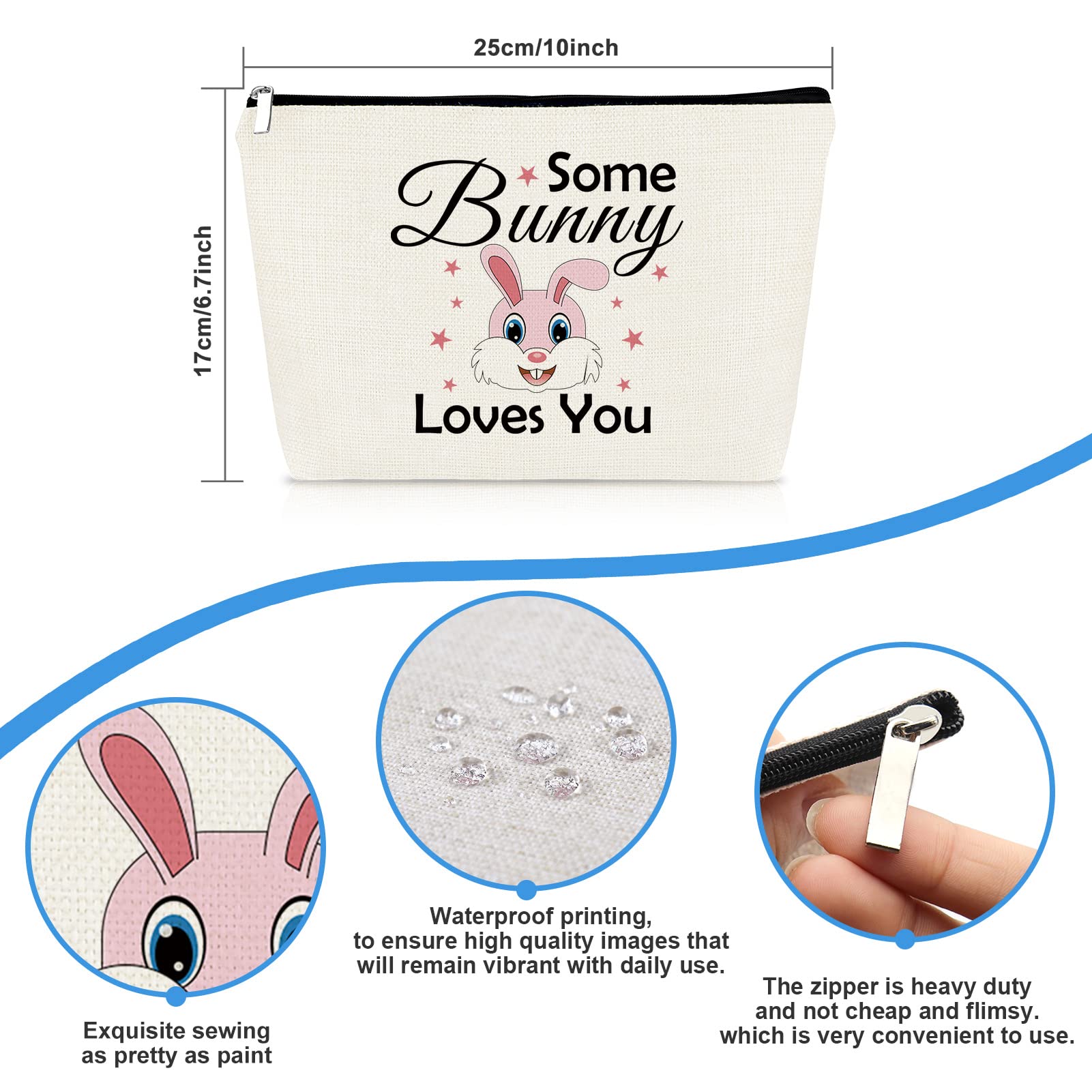 Cute Bunny Themed Makeup Bag for Women & Girls - Perfect Rabbit Lover Gift for Birthday, Christmas, Easter - Cosmetic Pouch for Friends, Daughter, Sister - Ideal for Travel, School & Daily Use