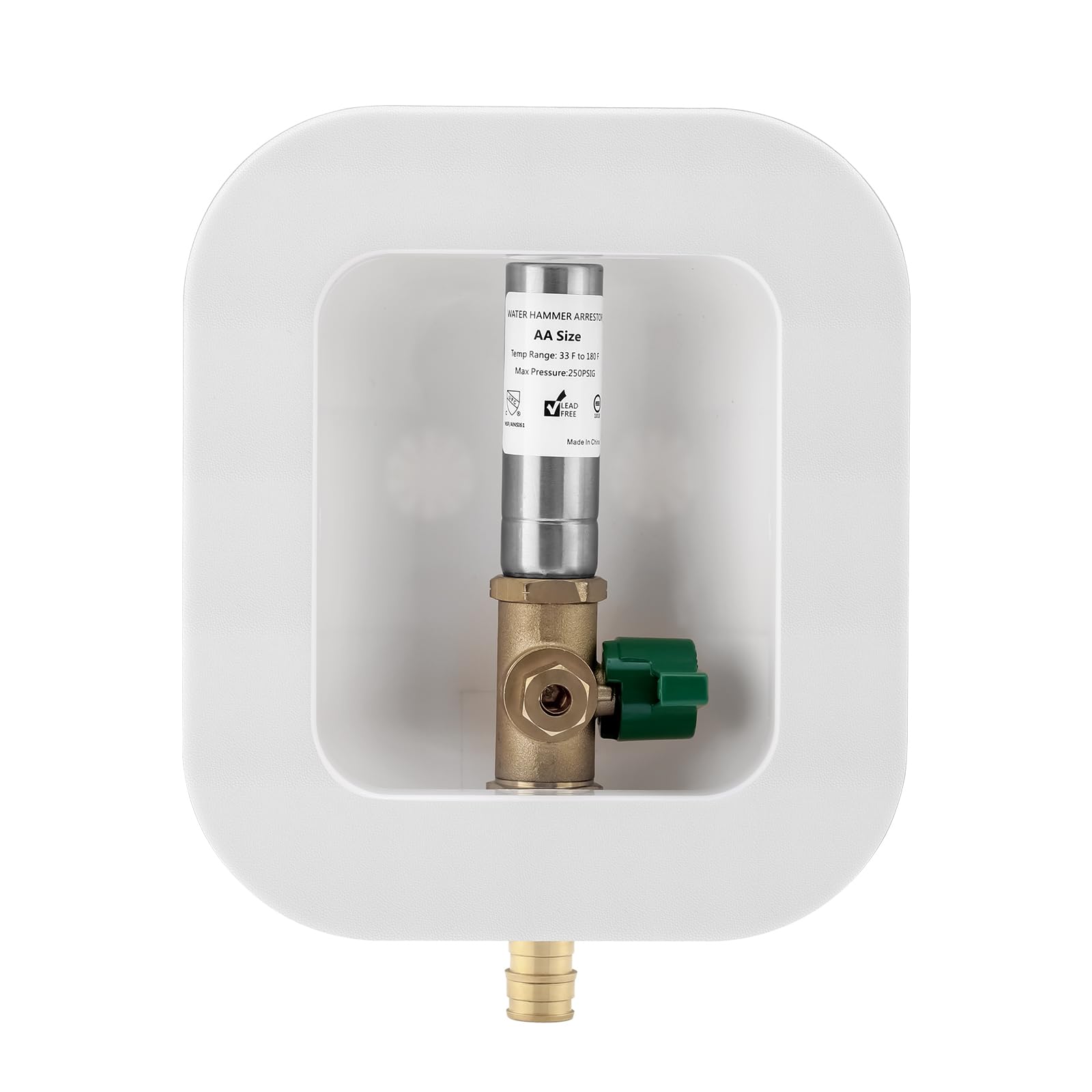 Solimeta Ice Maker Outlet Box with Water Hammer Arrestor - PEX Connection & Shutoff Valve for Refrigerator & Under Sink Installation | Perfect for Home, RV & Commercial Use