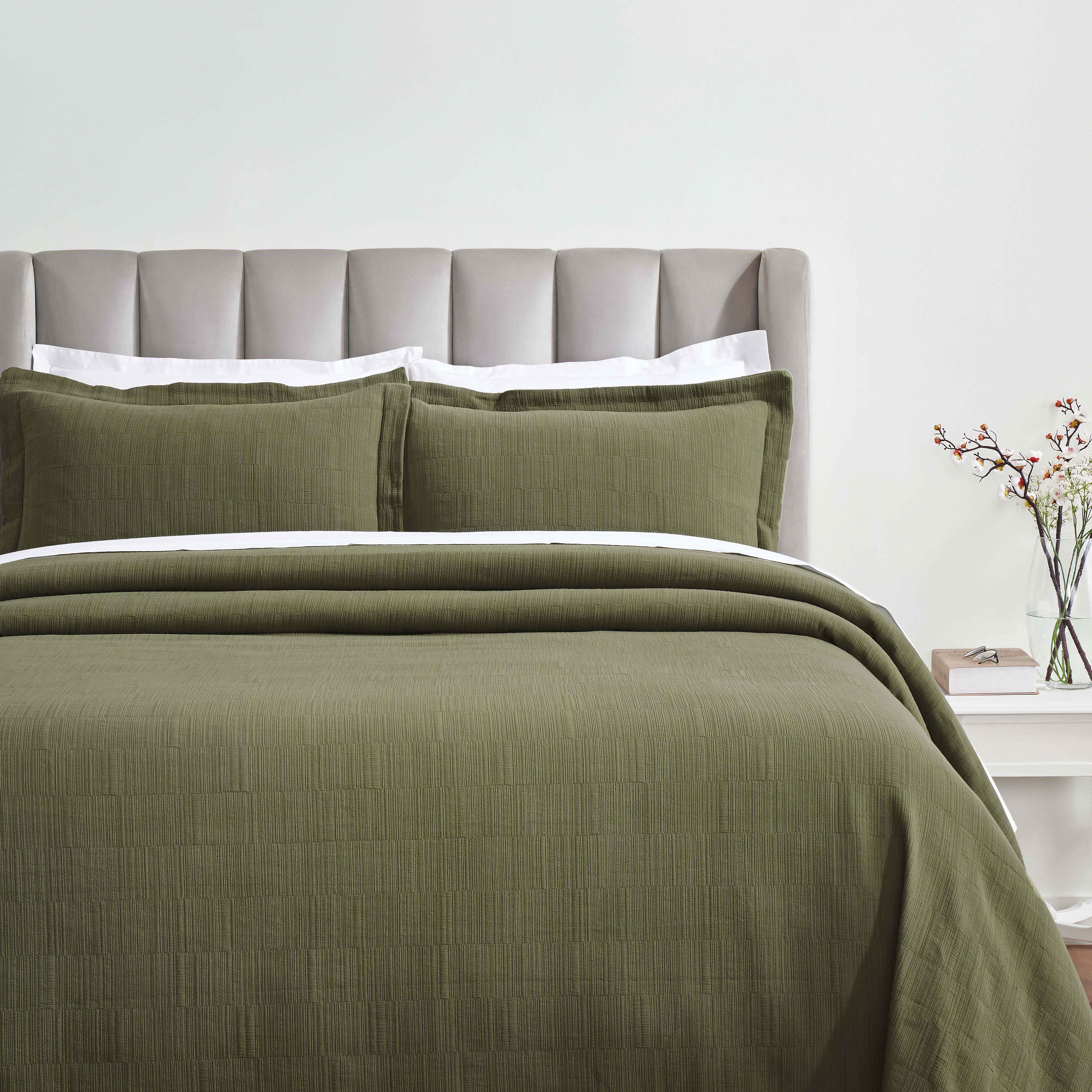 Premium Zenith Cotton Medium Weight Matelasse Bedspread & Sham Set - Queen Size, Luxury Textured Bedding for Master Bedroom & Guest Room Decor