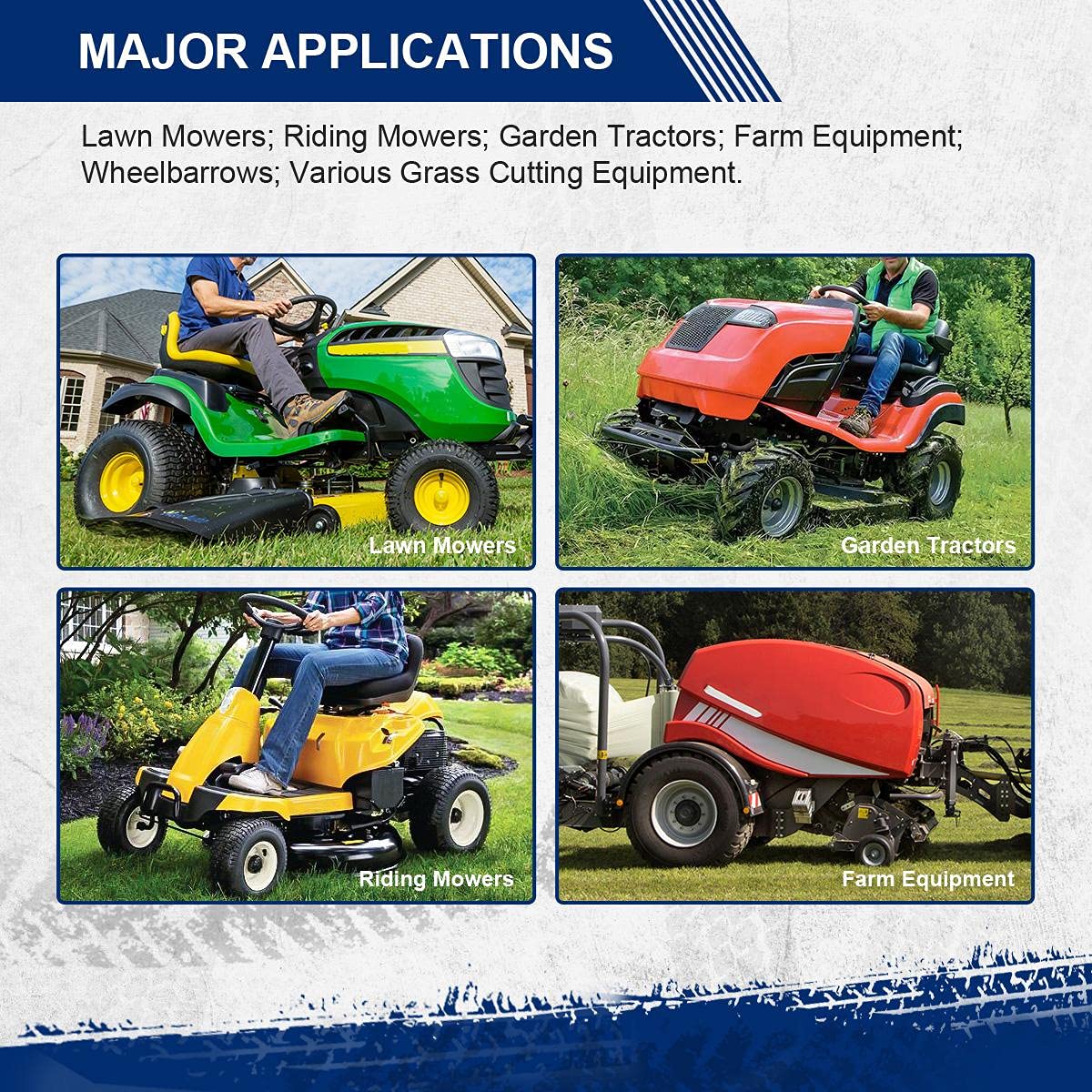 MaxAuto 16x6.50-8 & 23x9.50-12 Lawn Mower Tires - 4PR Tubeless Tractor Golf Cart Turf Tires Set of 4 - Perfect for Riding Mowers, Tractors, and Golf Carts on Grass & Turf Surfaces