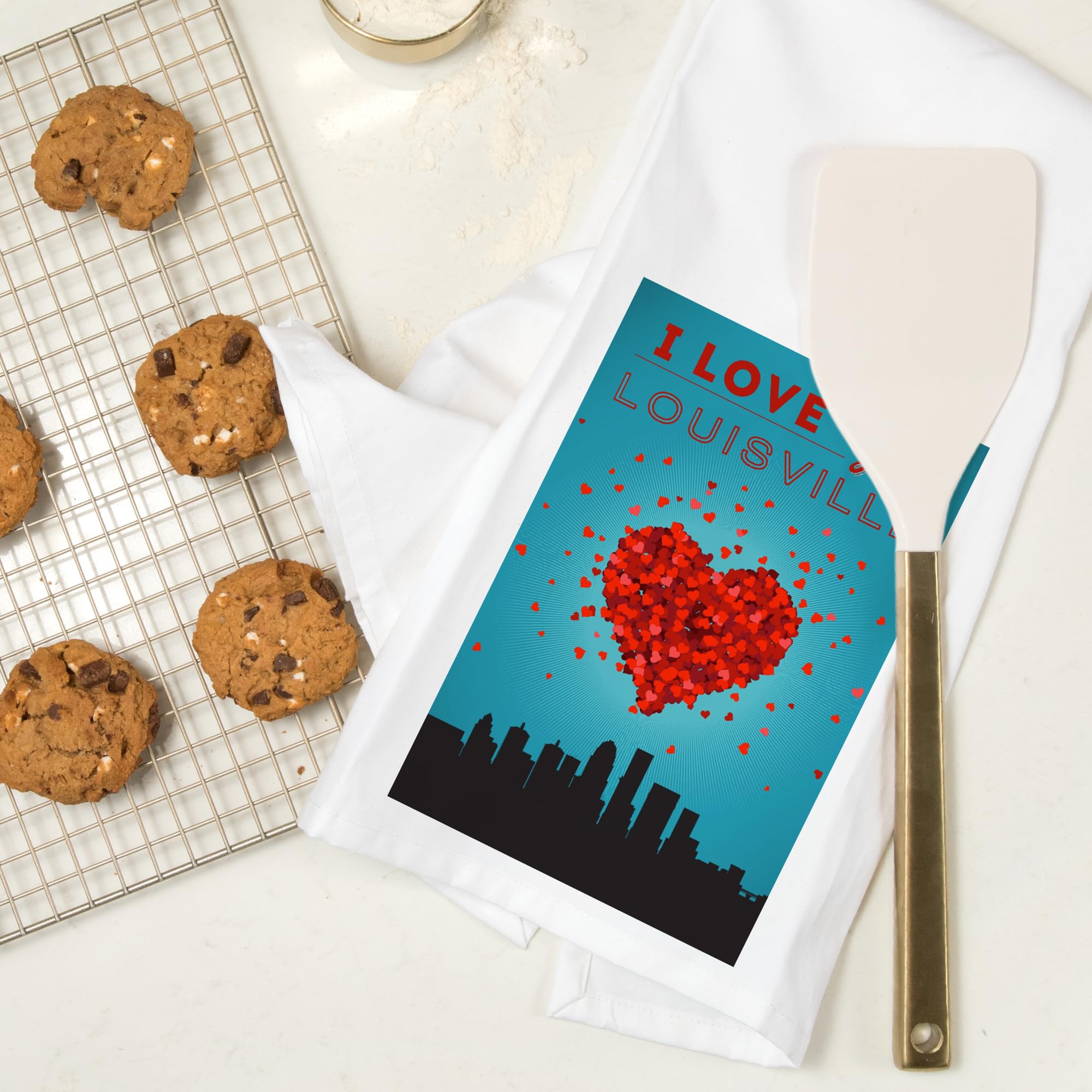 I Love You Louisville Kentucky Cotton Tea Towel - 100% Cotton Decorative Hand Towel for Kitchen & Home Decor - Perfect for Gifts, Housewarming & Southern Style Decor
