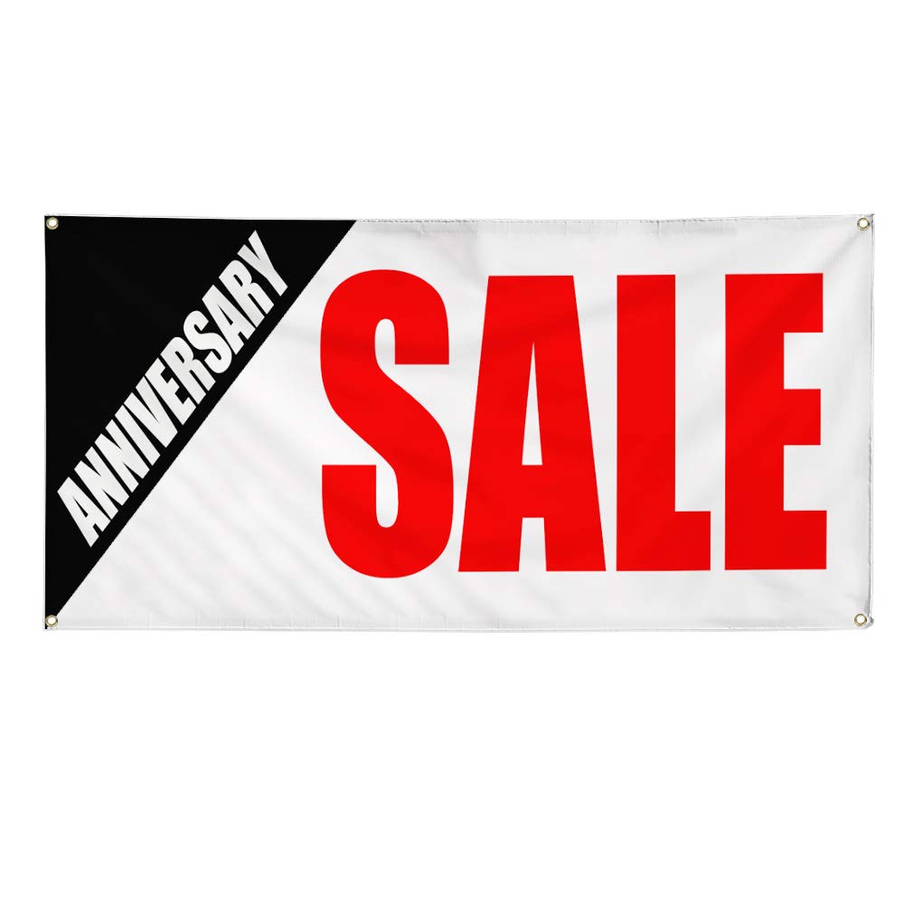 Custom Vinyl Banner 48x96 Inches - Weatherproof Outdoor Business Sign with 8 Grommets for Anniversary Sales, Yard Signs & Industrial Use | Multiple Sizes Available in Red & White
