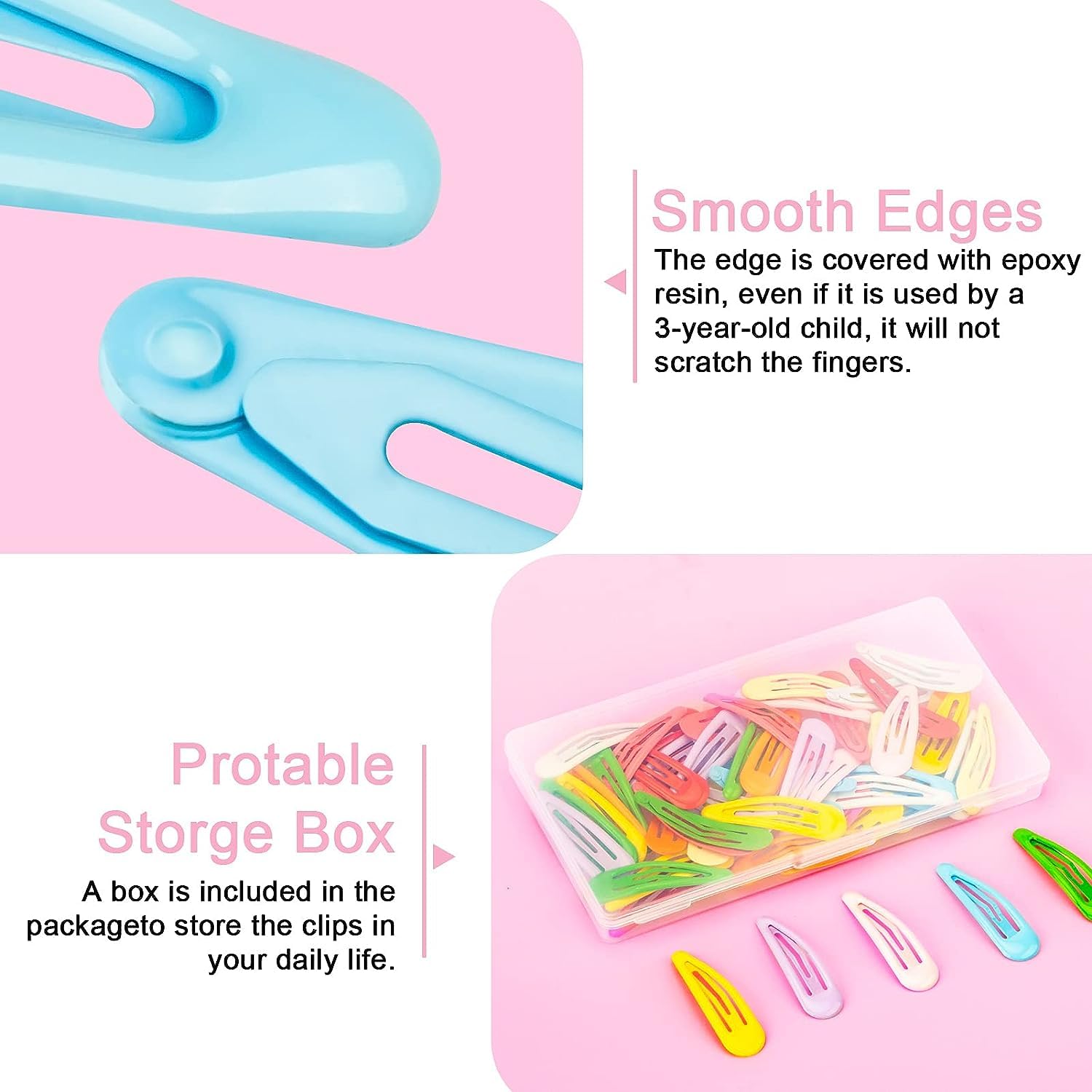 10PCS Snap Hair Clips for Girls - 2 Inch Silicone Coated Non-Slip Metal Barrettes (10 Colors) - Perfect for School, Parties & Everyday Hairstyles