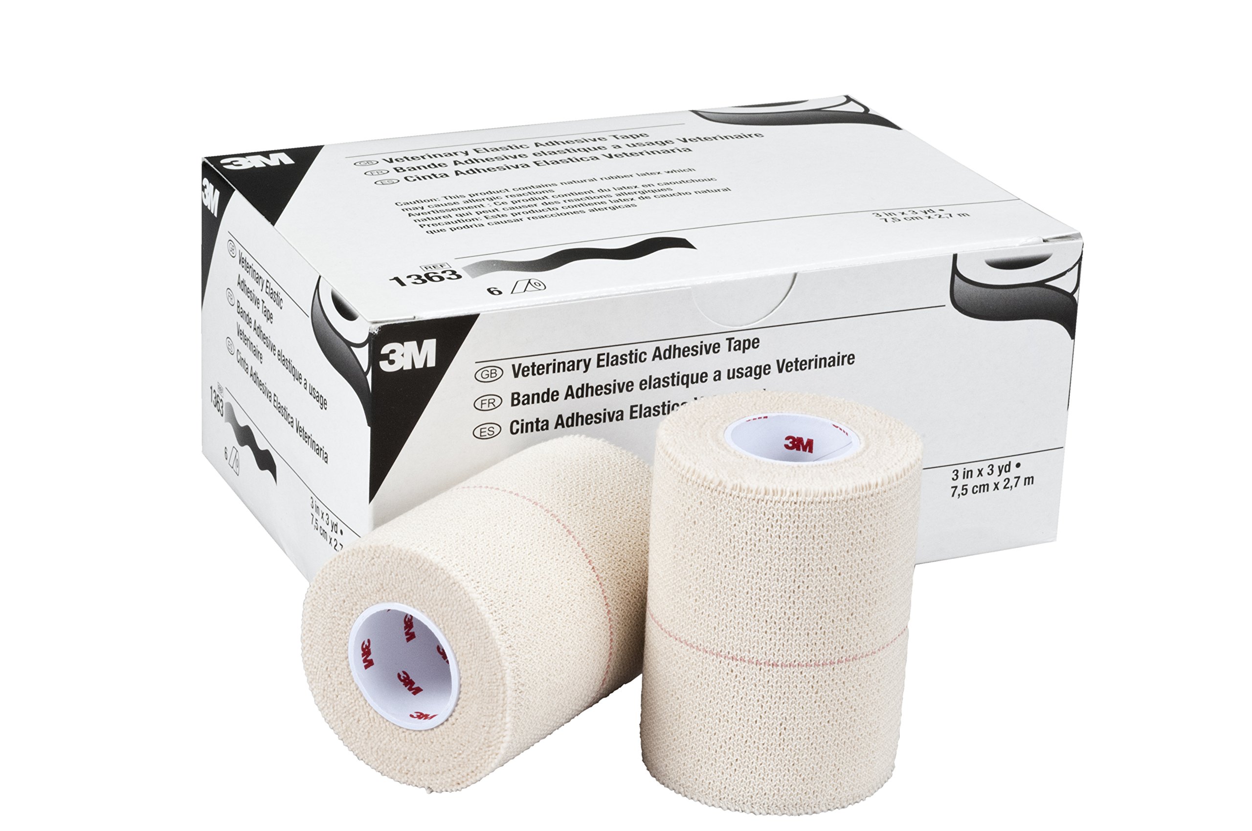 3M Vet Elastic Adhesive Tape for Dogs & Cats - 3 Inch x 3 Yard, Breathable & Waterproof Pet Bandage Wrap (Case of 48 Rolls) - Ideal for Wound Care, First Aid & Post-Surgery Recovery