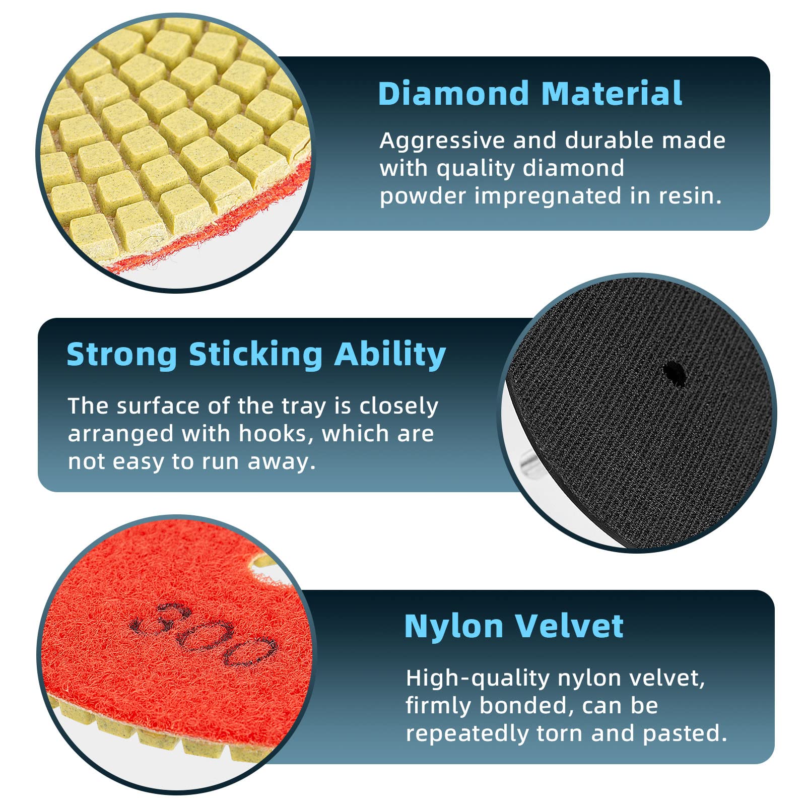 14 Pack 4 Inch Diamond Polishing Pads Kit - 2PCS 5/8’’-11 Backer Pad & 12PCS Wet/Dry Polish Pads for Granite, Marble, Stone, Concrete, Countertop, Quartz - Perfect for Drill, Grinder & Polisher (50-8000 Grit) - Ideal for Home Renovation, DIY Projects & Professional Stone Restoration