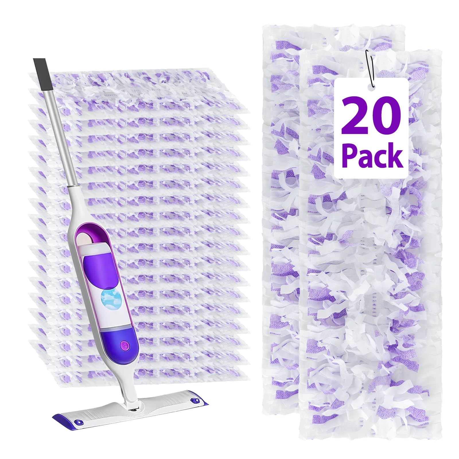 20-Pack Heavy-Duty Disposable Power Mop Pads Refills for Swiffer PowerMop - Quick-Absorbing, No Residue, Non-Washable & Unscented Floor Cleaning Pads - Perfect for Hardwood, Tile & Laminate Floors - Compatible with Swiffer PowerMop Cleaning System