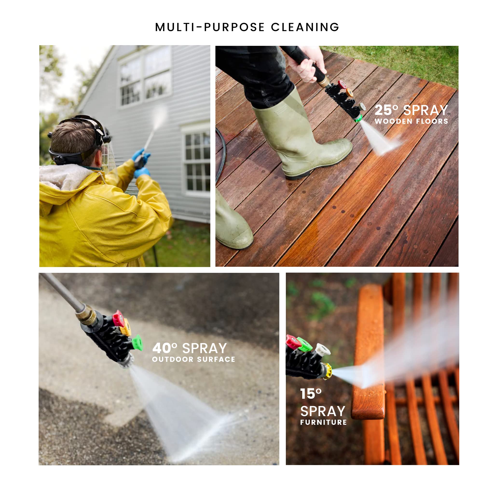 Stainless Steel Pressure Washer Lance with Quick Connect & Nozzle Holder - 4 Wash Nozzles for Car Cleaning, Driveway, Patio & Outdoor Surfaces - Heavy Duty Detachable Wand for Home & Commercial Use