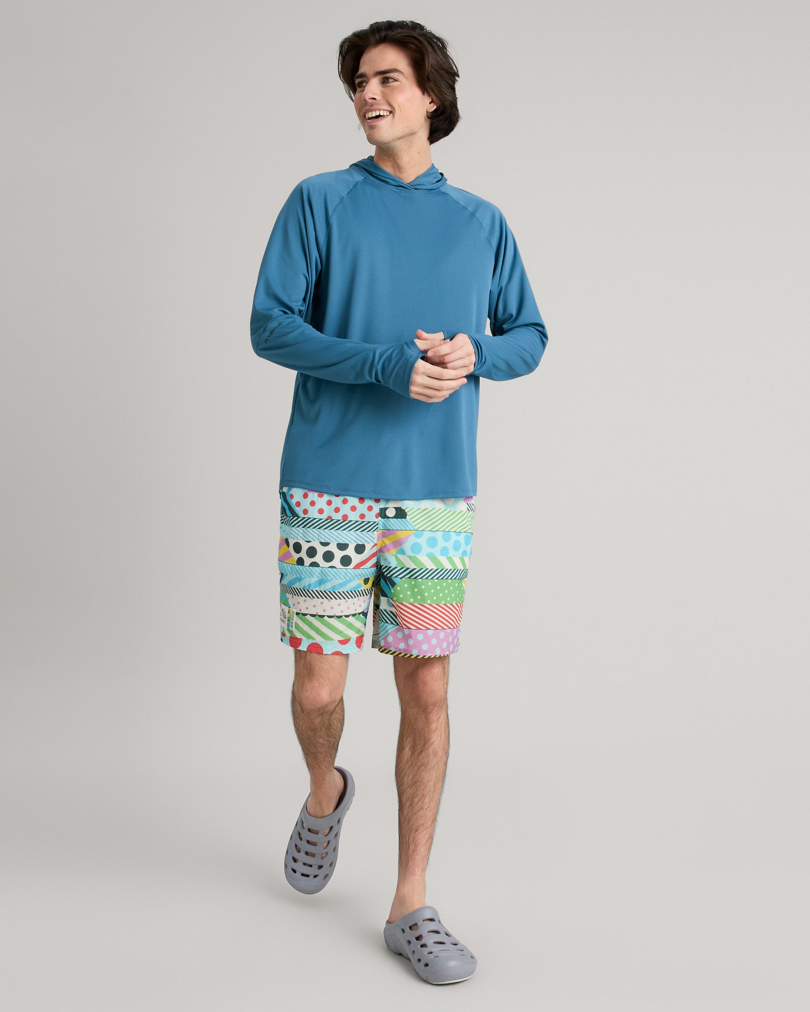 Jason Woodside EVRY Where Men's 7 Shorts - Vibrant Prism Print Swim Trunks for Beach, Pool & Summer Vacation