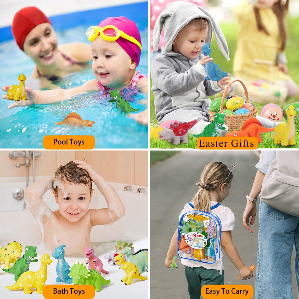 Non-Toxic Dinosaur Bath Toys for Toddlers 1-5 Years Old - BPA Free Bathtub & Pool Toys for Boys & Girls - Fun Educational Dinosaur Toys for Kids - Perfect for Bath Time, Pool Parties & Sensory Play