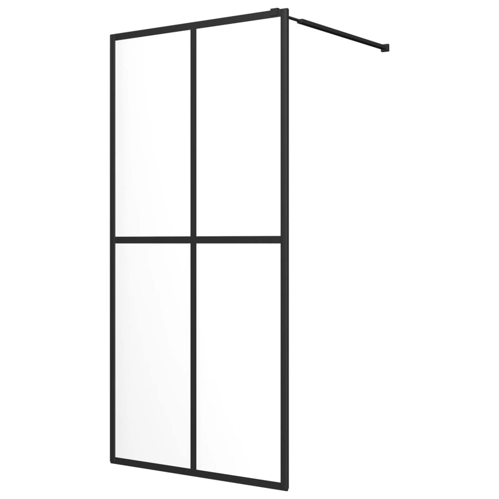 Tempered Glass Walk-in Shower Screen - Single Panel Bathroom Shower Door with Aluminum Frame & Support Bar (30.7-31.5