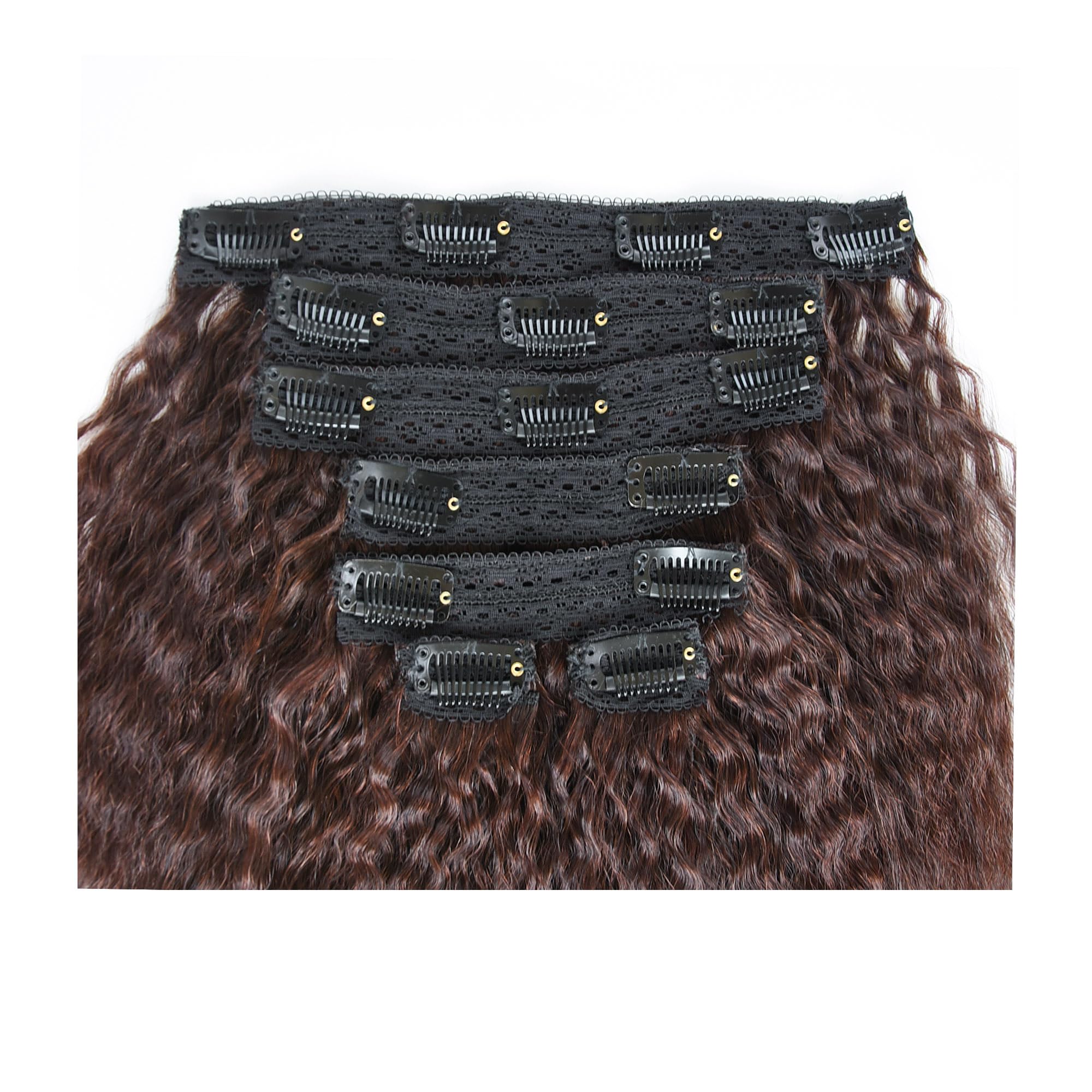 Kinky Straight Human Hair Clip-in Extensions for African American - Virgin Yaki Straight 7-Piece Set (10