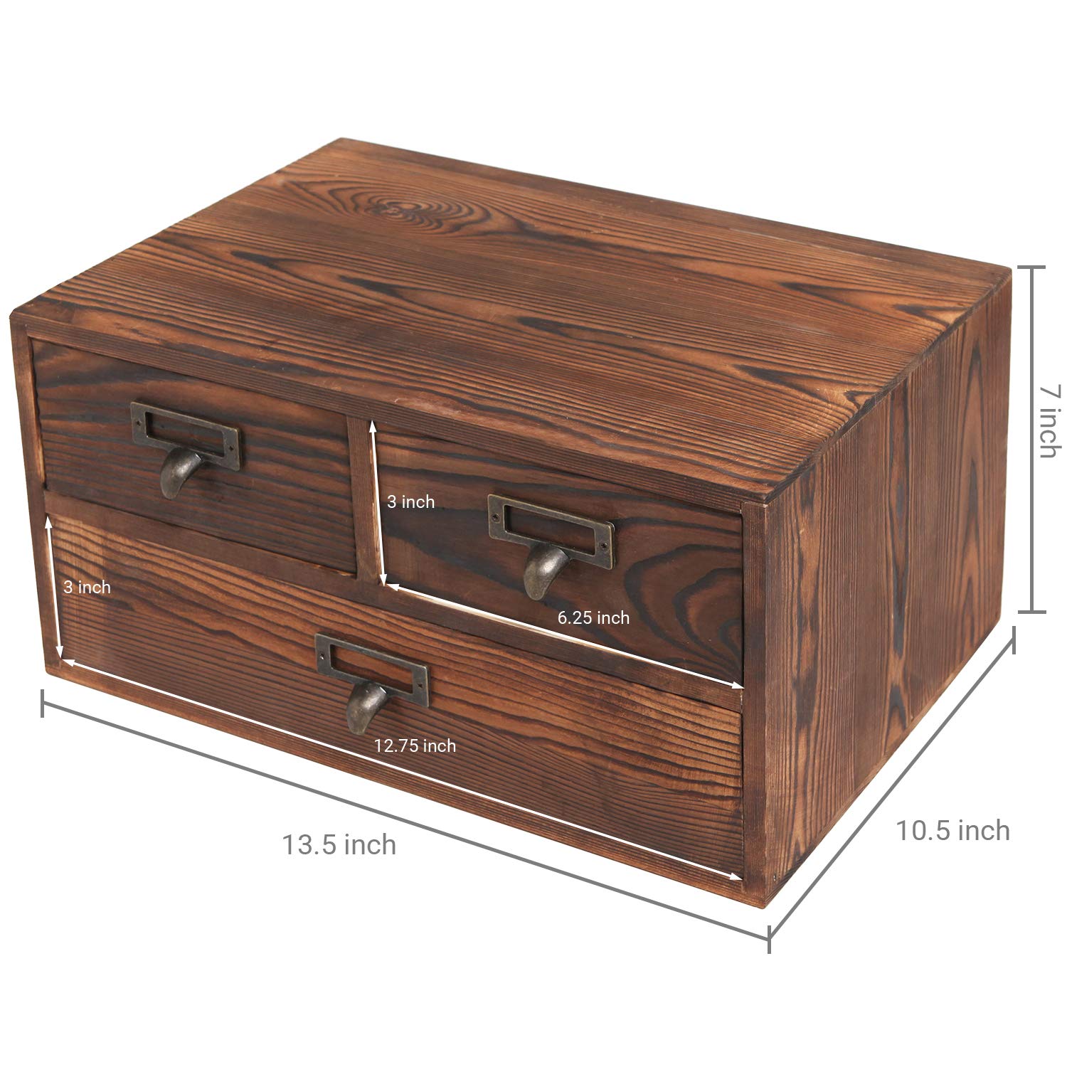 MyGift Dark Brown Wooden Desk Organizer with 3 Drawers - Office & Craft Storage Cabinet for Supplies, Sewing Kits, Stationery | Perfect for Home Office, Craft Room & Workspace Organization