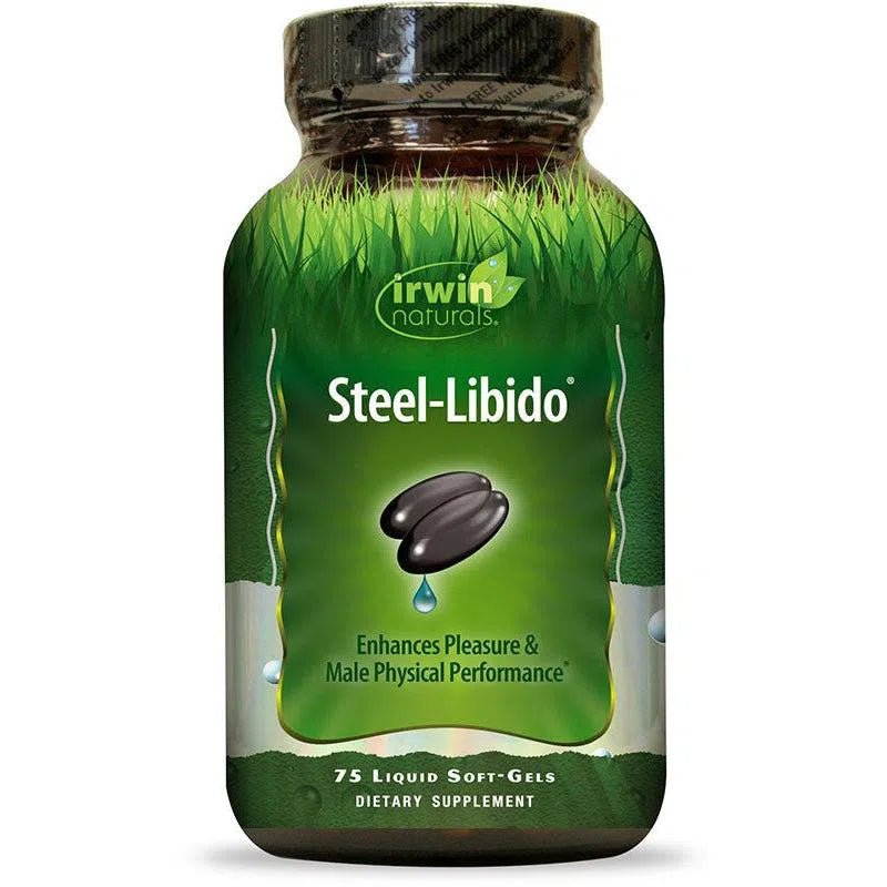 Irwin Naturals Steel Libido Supplement for Men - Natural Testosterone Booster & Male Enhancement Pills - Supports Energy, Stamina & Performance - Great for Gym, Workouts & Intimate Moments