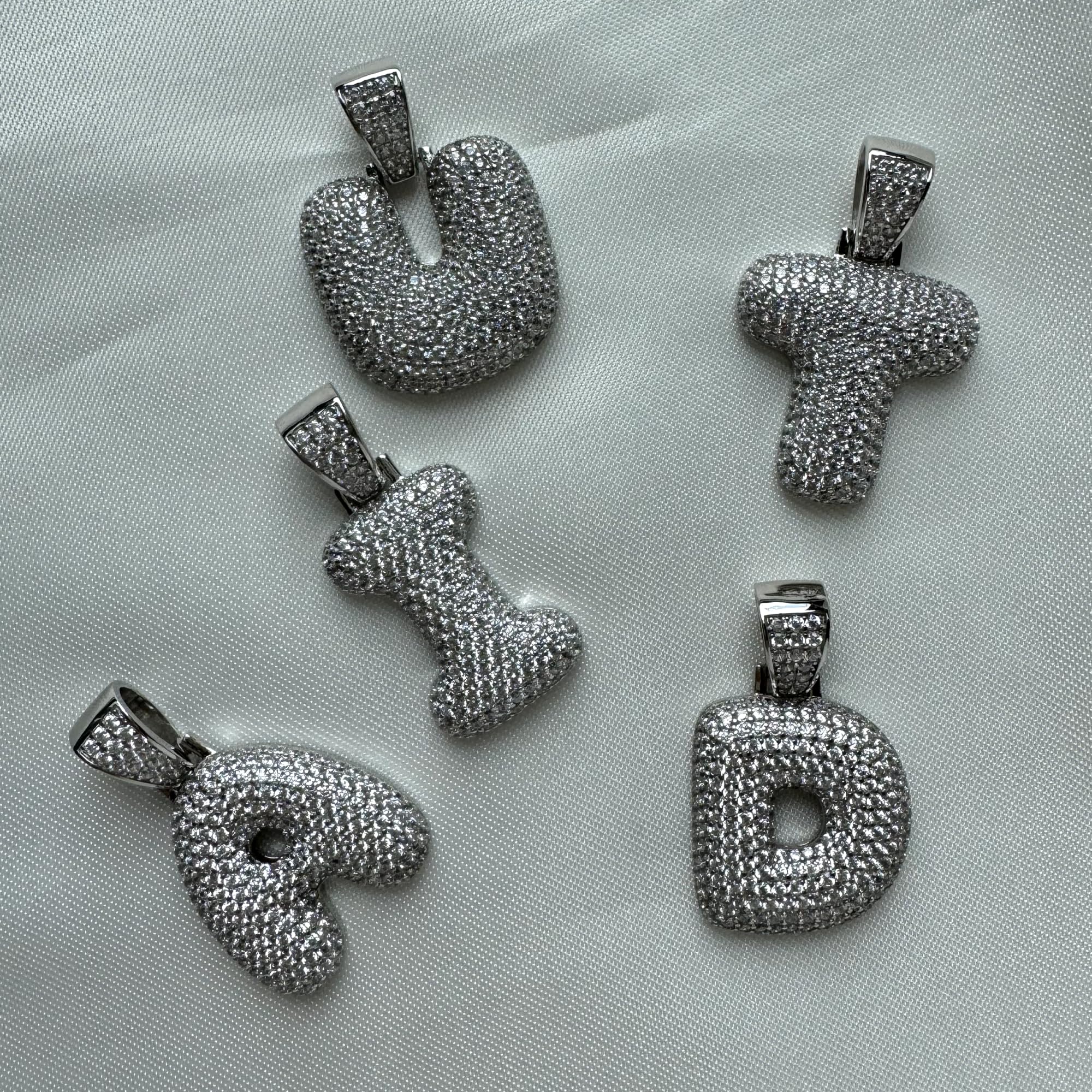 925 Sterling Silver Bubble Letter CZ Pendant Necklace - Elegant Cubic Zirconia Jewelry for Women - Perfect for Gifts, Parties & Everyday Wear
