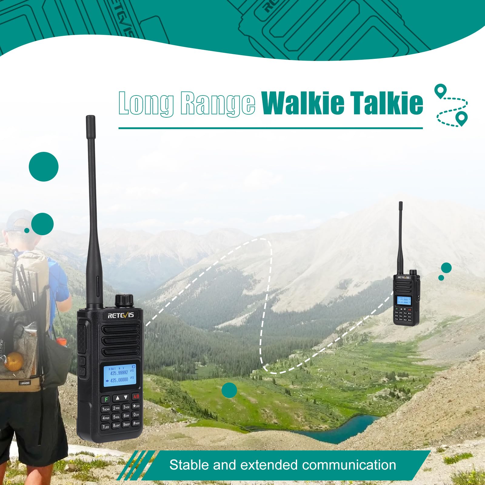 Retevis RA89 High Power IP68 Waterproof Dual Band Ham Radio Walkie Talkie - 2500mAh USB-C Rechargeable, VFO, Easy Pairing for Emergency Rescue, Hunting & Outdoor Adventures (2 Pack, Black) - Perfect for Camping, Hiking, and Off-Road Communication