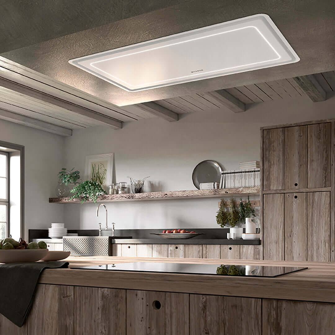 Faber 36-inch White Matte Island Range Hood - Powerful Kitchen Ventilation for Smoke & Odor Removal - Perfect for Modern Home Cooking & Open Concept Kitchens