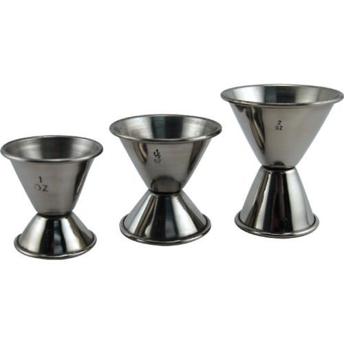 Premium Double Cocktail Jigger Set of 3 - Stainless Steel Measuring Cup for Bartenders - Perfect for Mixing Cocktails, Martinis & Mocktails at Home Bars or Professional Use