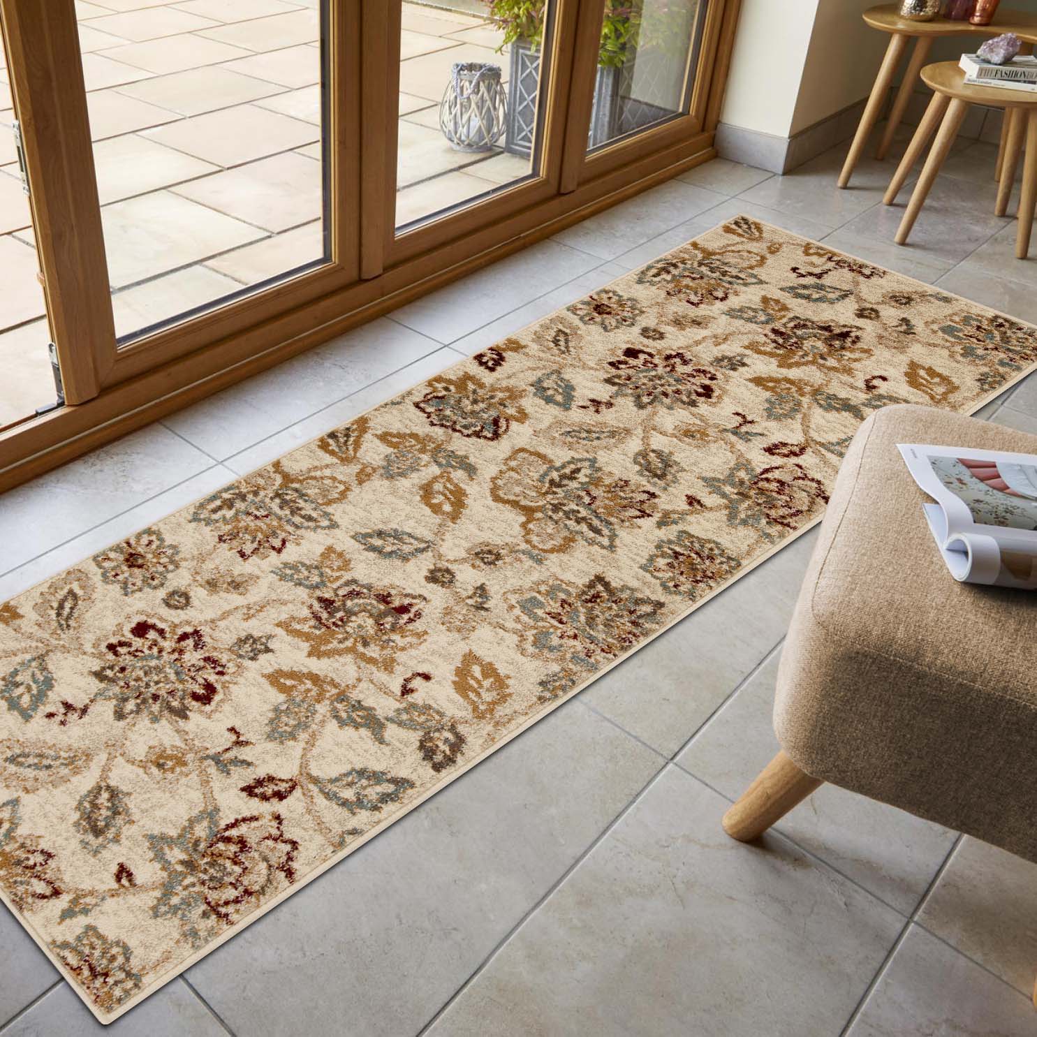 Jacobean Floral Modern Farmhouse Indoor Area Rugs & Runner Rugs - Soft Non-Slip Living Room Bedroom Decor for Cozy Home