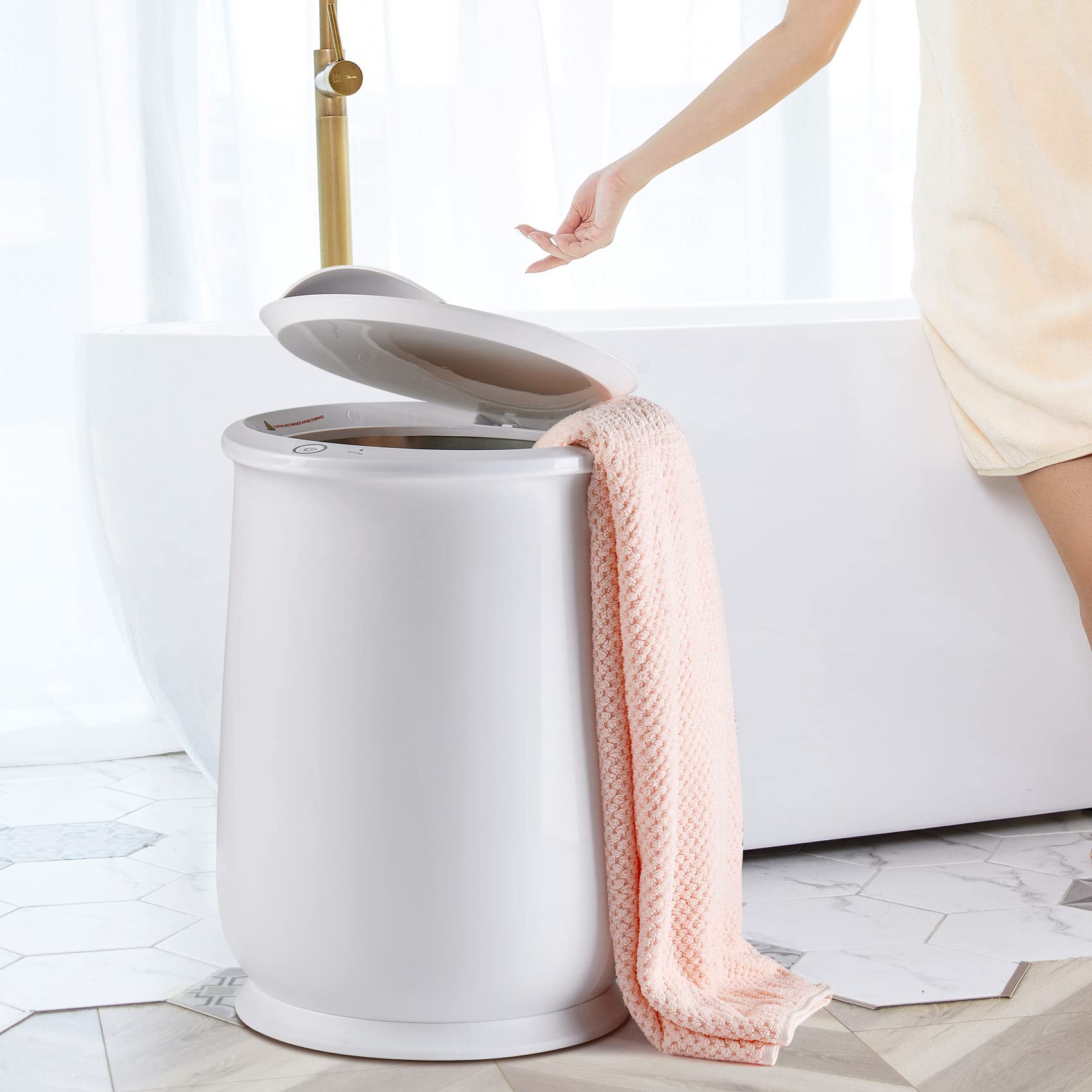 TCFUNDY 20L Large Towel Warmer Bucket with Flip-Lid & Auto Shut Off - Fast Heating in 10 Minutes for Bath Towels, Blankets & Robes - Perfect for Spa, Bathroom & Home Relaxation