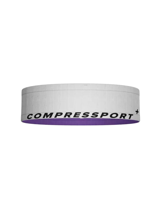 Compressport Unisex Running Belt - Adjustable Waist Pack for Jogging, Hiking & Travel - White/Royal Lilac - Hands-Free Phone Holder & Storage Pouch for Fitness Enthusiasts