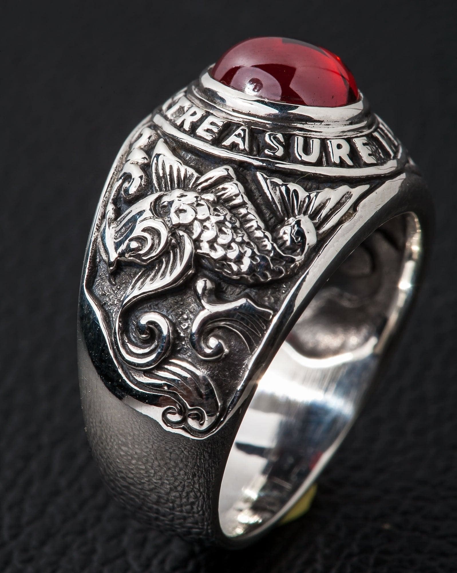 Japanese Koi Ruby Red Stone 925 Sterling Silver Ring - Elegant Handmade Jewelry for Women, Unique Gift for Birthday, Anniversary & Special Occasions